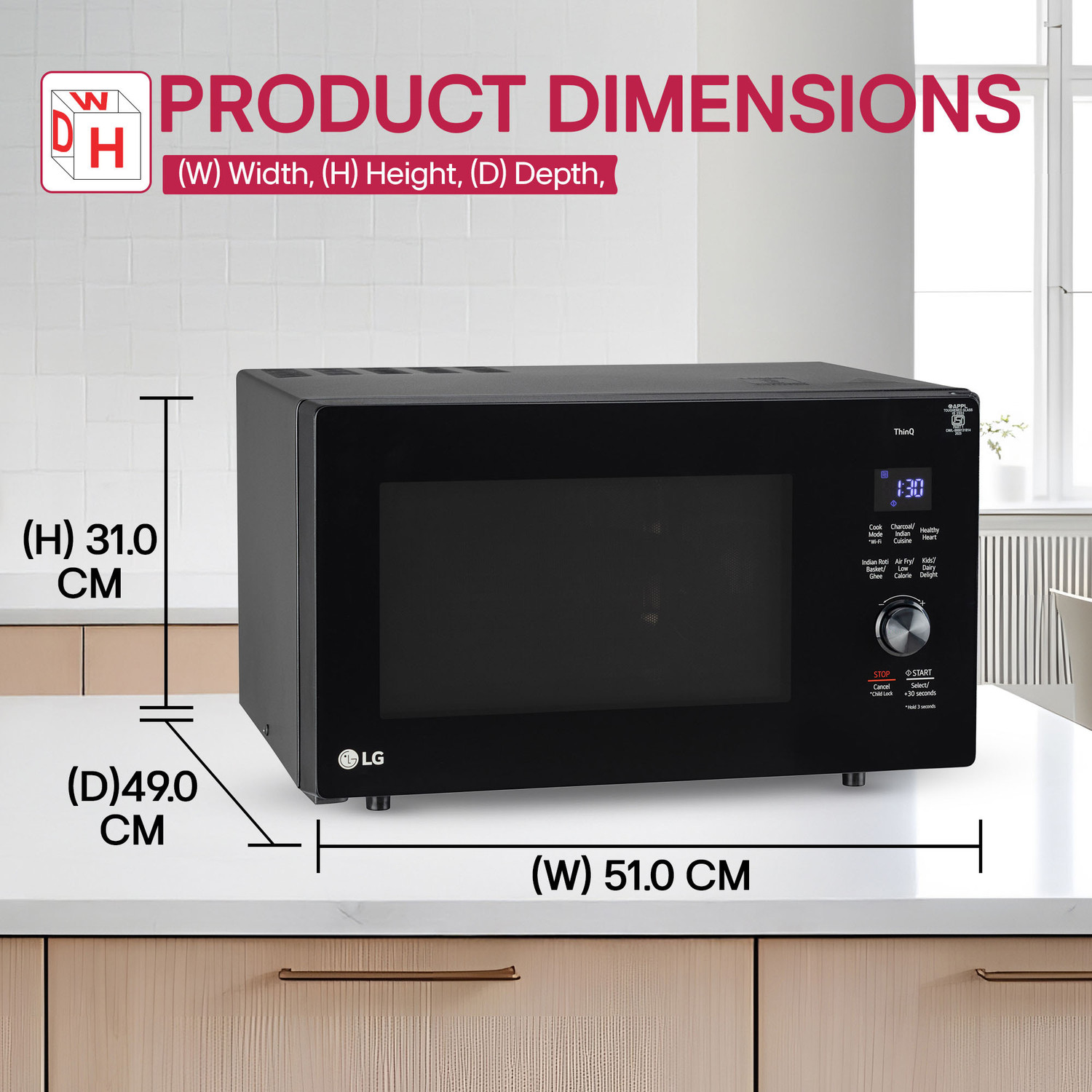 Image of LG 28 L Convertible Microwave Oven with Airfry, Charcoal Lighting Heater, Wi-Fi Enabled, Motorised Rotisserie with 60 Air Fry Recipe, 40 Scan to Cook Recipes & 331 Auto Cook Menu Convection Microwave Oven