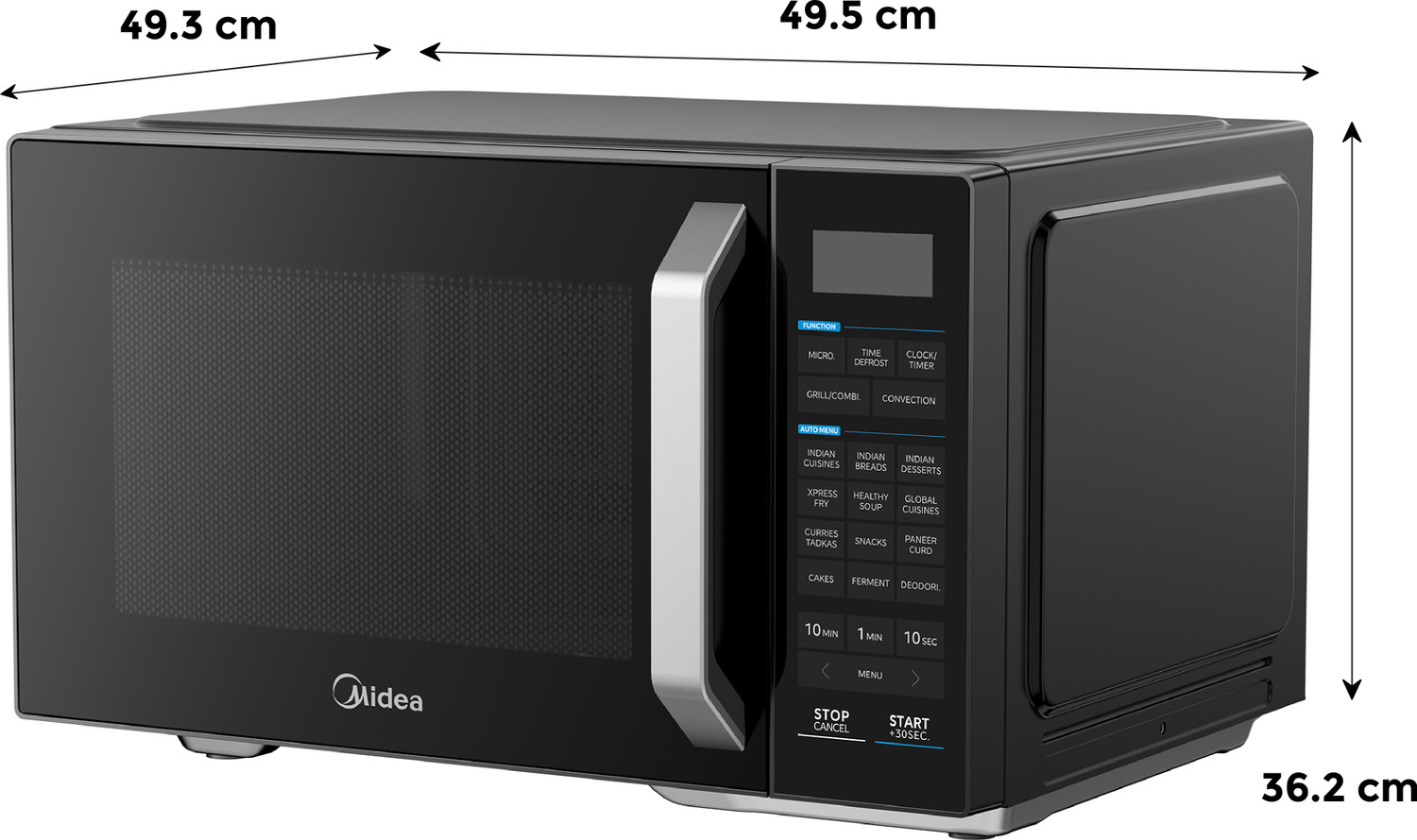 Image of Midea 28 L with Air fry, Grill, 326 Auto Cook Menu, 900W Microwave Power, Defrost, Multi-Stage Cooking, Stainless Steel Cavity Convection Microwave Oven