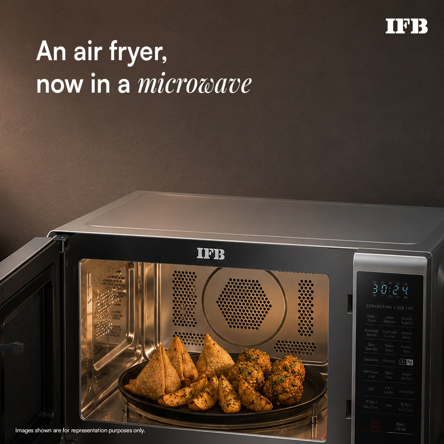 Image of IFB 28 L Air Fry, Homemade Paneer in just 9 mins, Paneer /Ghee Mode, 300 Auto Cook Menus , Auto Defrost, Steam Clean, 10 Power Levels, Multi-Stage Cooking Convection Microwave Oven