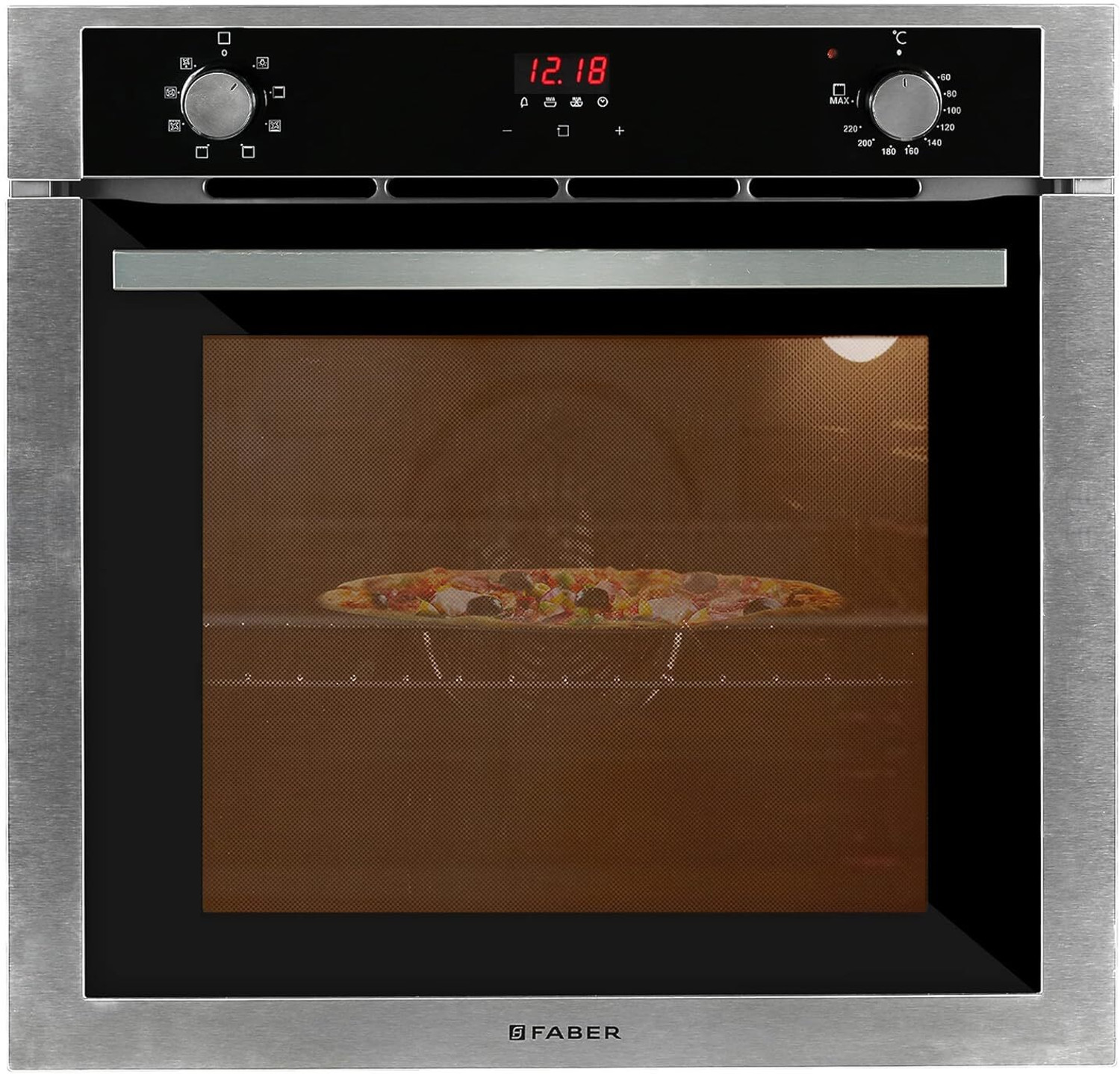 Image of FABER 80-Litre LED Display, FBIO 80L 8F Oven Toaster Grill OTG 80 L Built in Oven with 8 Functions Light, Grill & Convection, Black