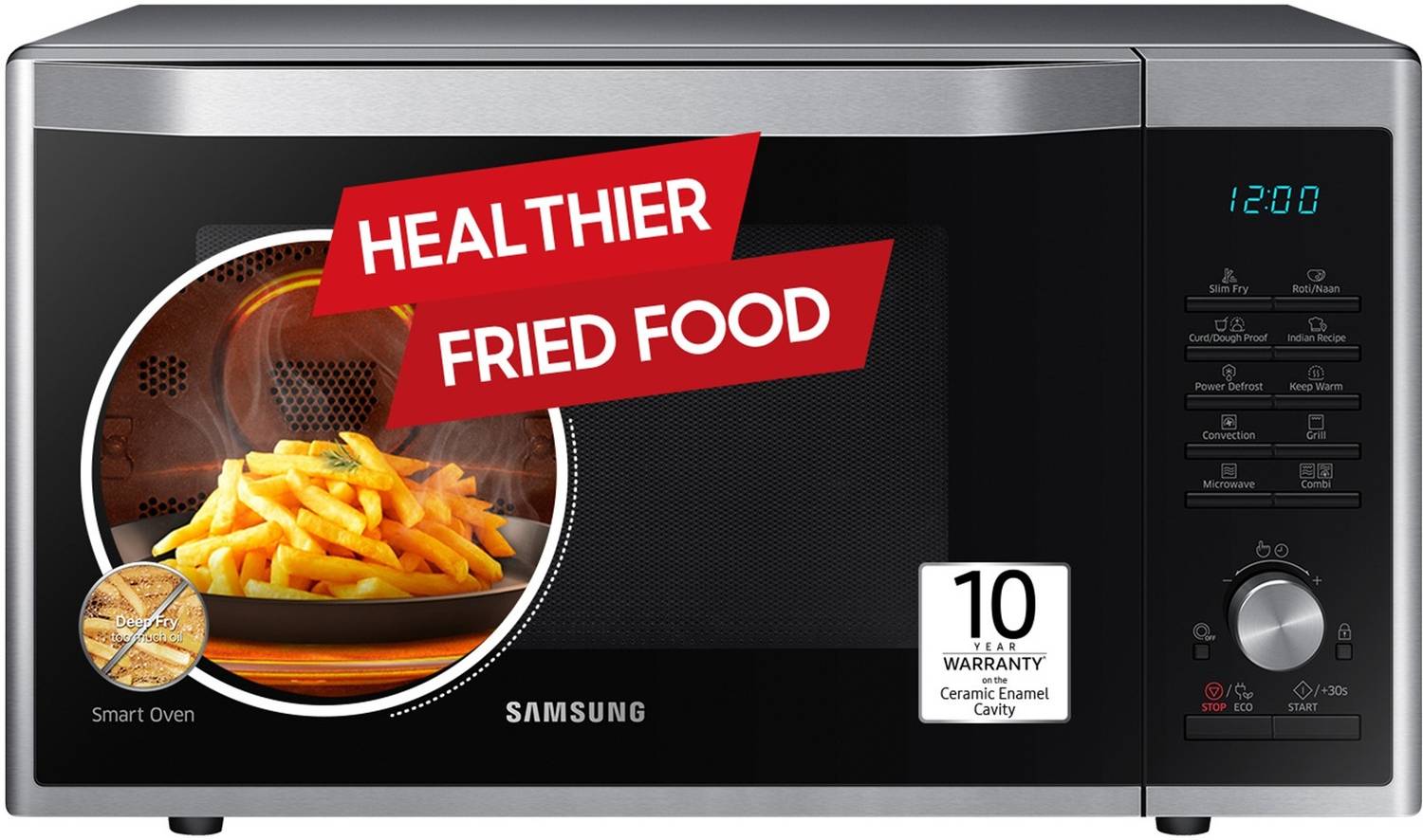 Samsung 32 L Slim Fry, Curd Making, Ceramic Enamel Cavity, Drop down door Convection Microwave Oven