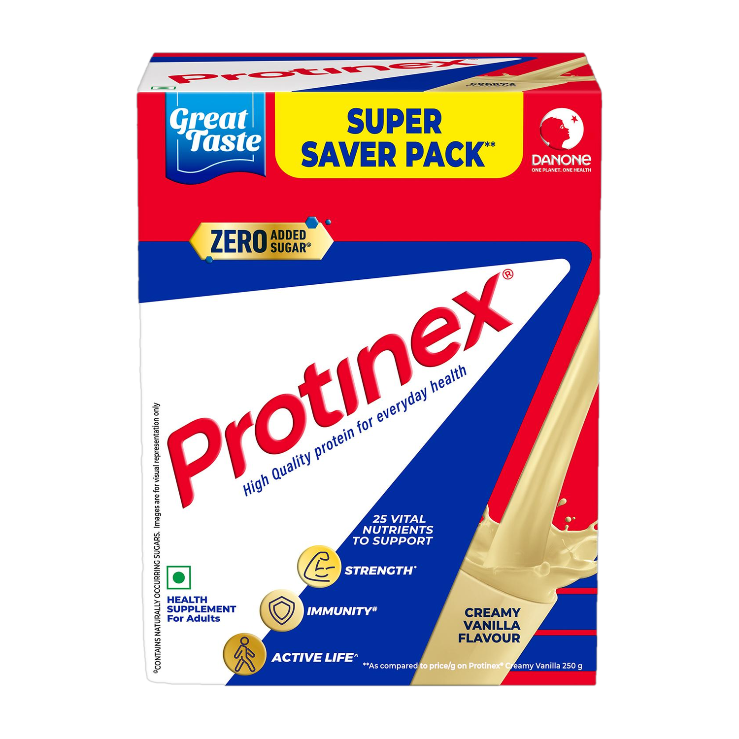 Protinex Creamy vanilla |40% daily protein with 200ml milk | Strong muscles | Zero sugar
