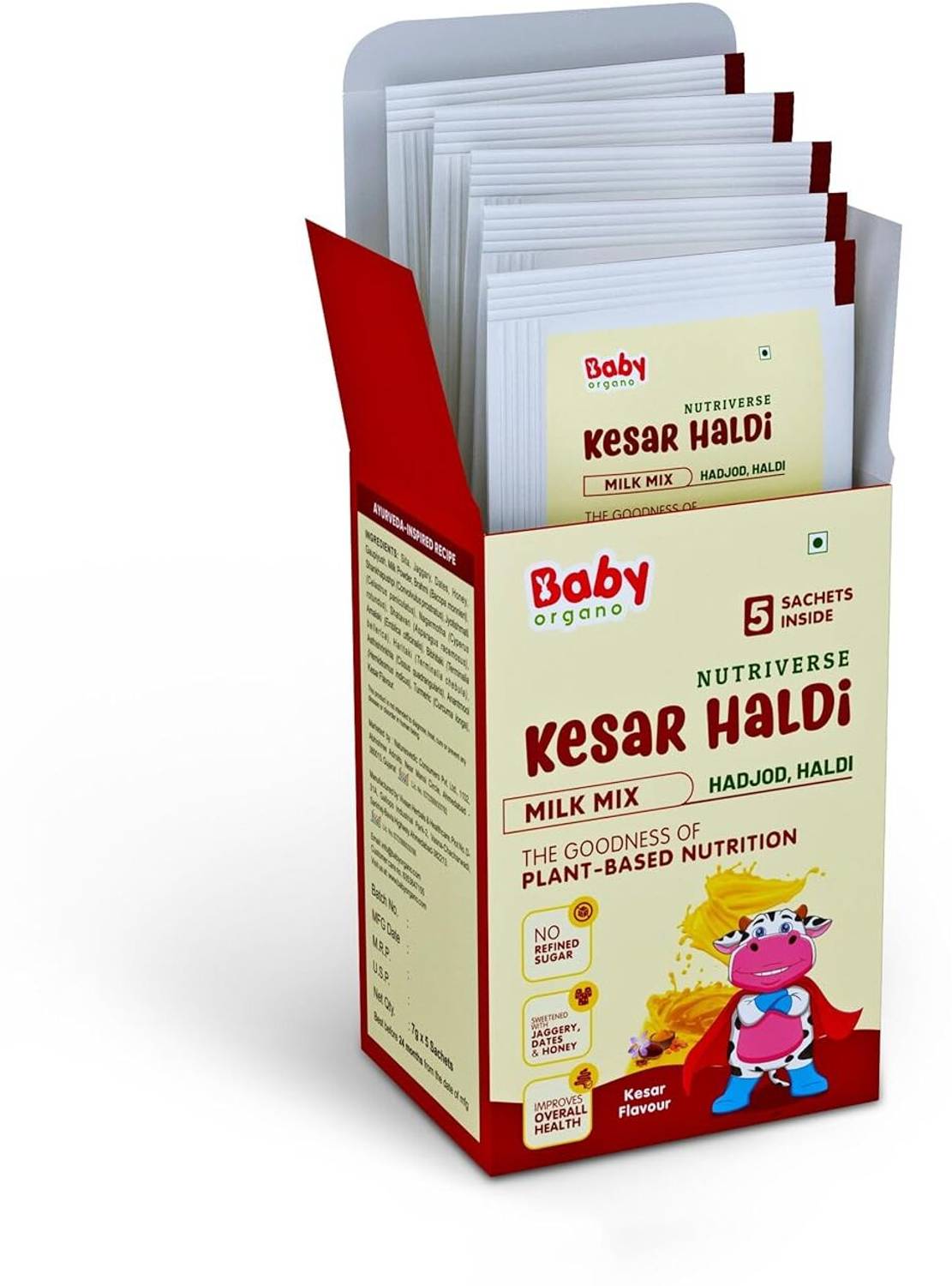 BabyOrgano Ayurvedic Kesar Haldi Milk Mix for Kids | Growth & Immunity | Trial Pack