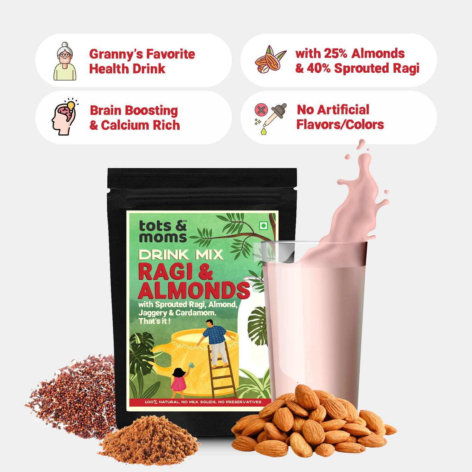 Image of TOTS AND MOMS by TOTS AND MOMS Ragi & Almond with Jaggery