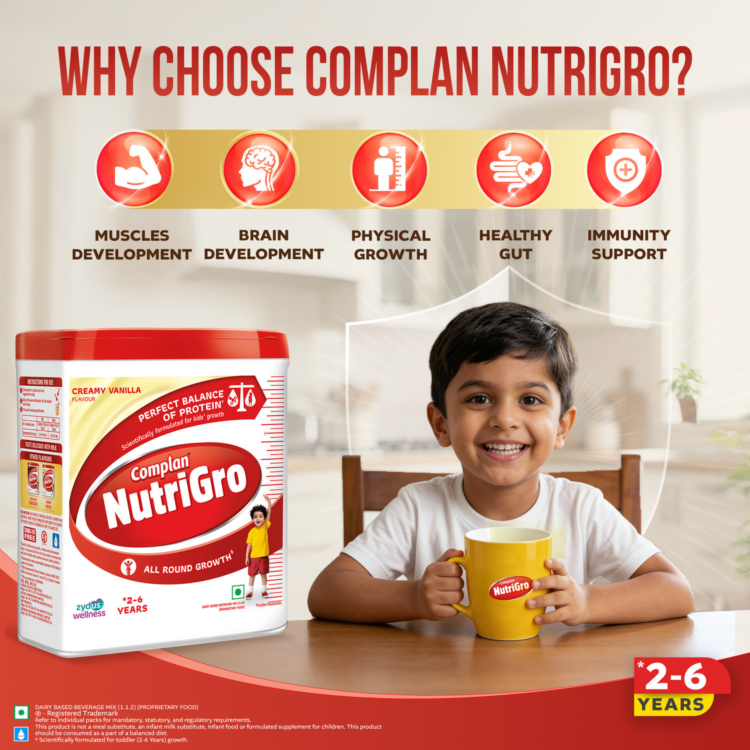 Image of COMPLAN NutriGro Nutritional Drink powder for 2 to 6 Years, Creamy Vanilla Flavour Jar