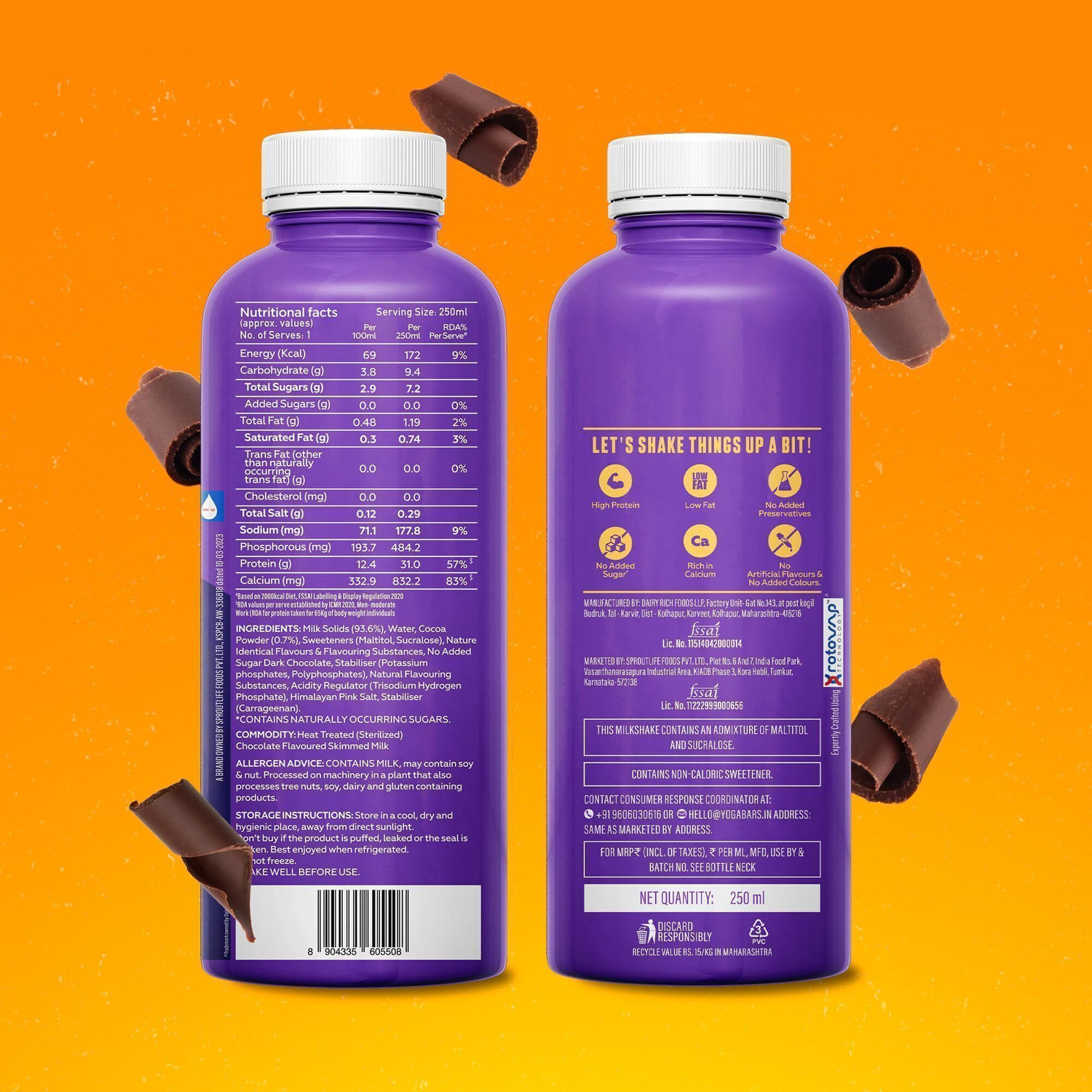 Image of Yogabar 31g Protein Shake|Double Chocolate|No Added Sugar|Low Fat