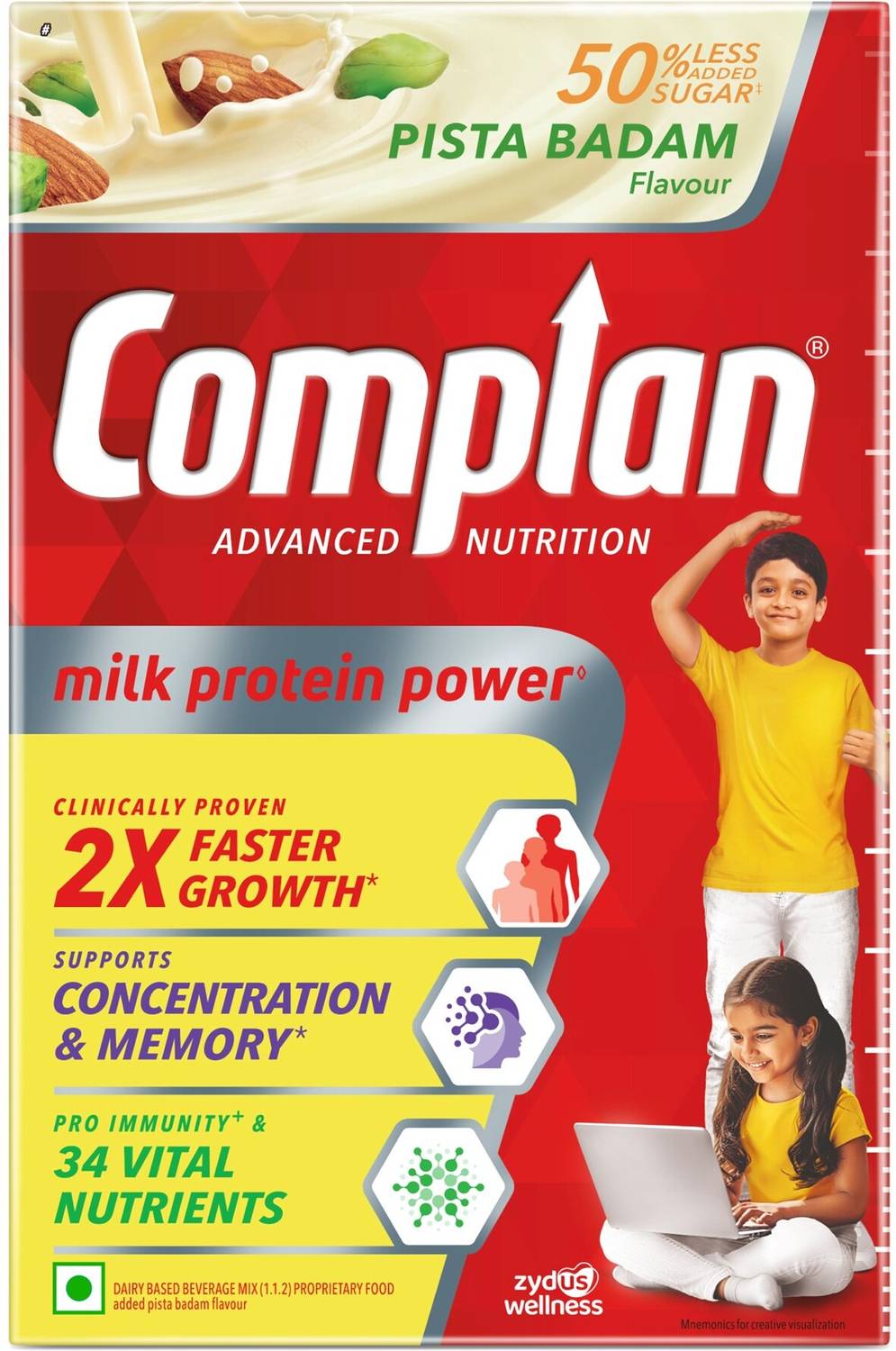COMPLAN Nutrition Drink Powder for Children, Pista Badam Flavour, Carton