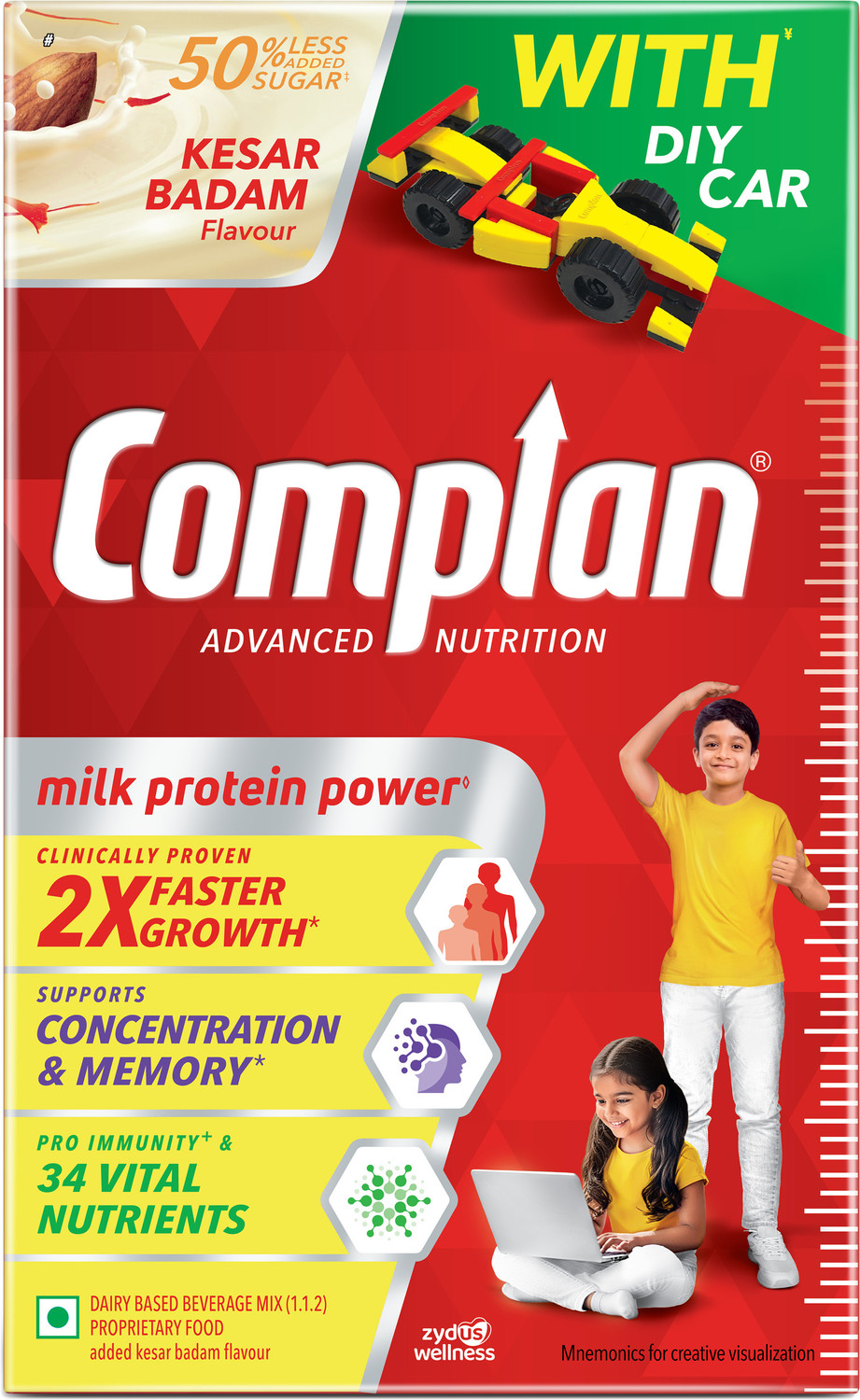 Image of COMPLAN Nutrition Drink Powder for Children Kesar Badam flavour Refill Pack with DIY Car