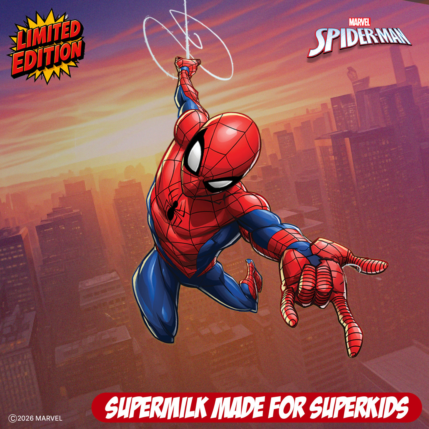 Image of Gritzo SuperMilk Growth+ Spiderman (13+y Boy), 13g Protein Powder, Double Chocolate