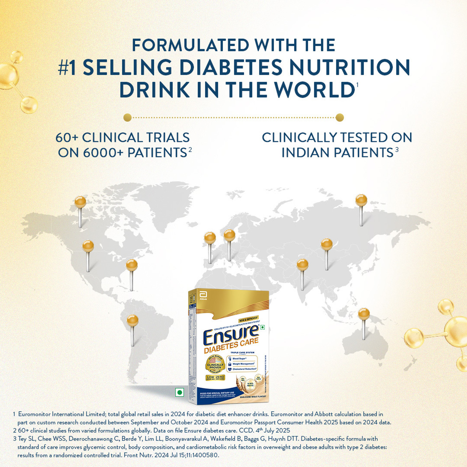 Image of ENSURE Diabetes Care- High Protein, High Fibre & 4X Myo-Inositol | Wheat Flavour