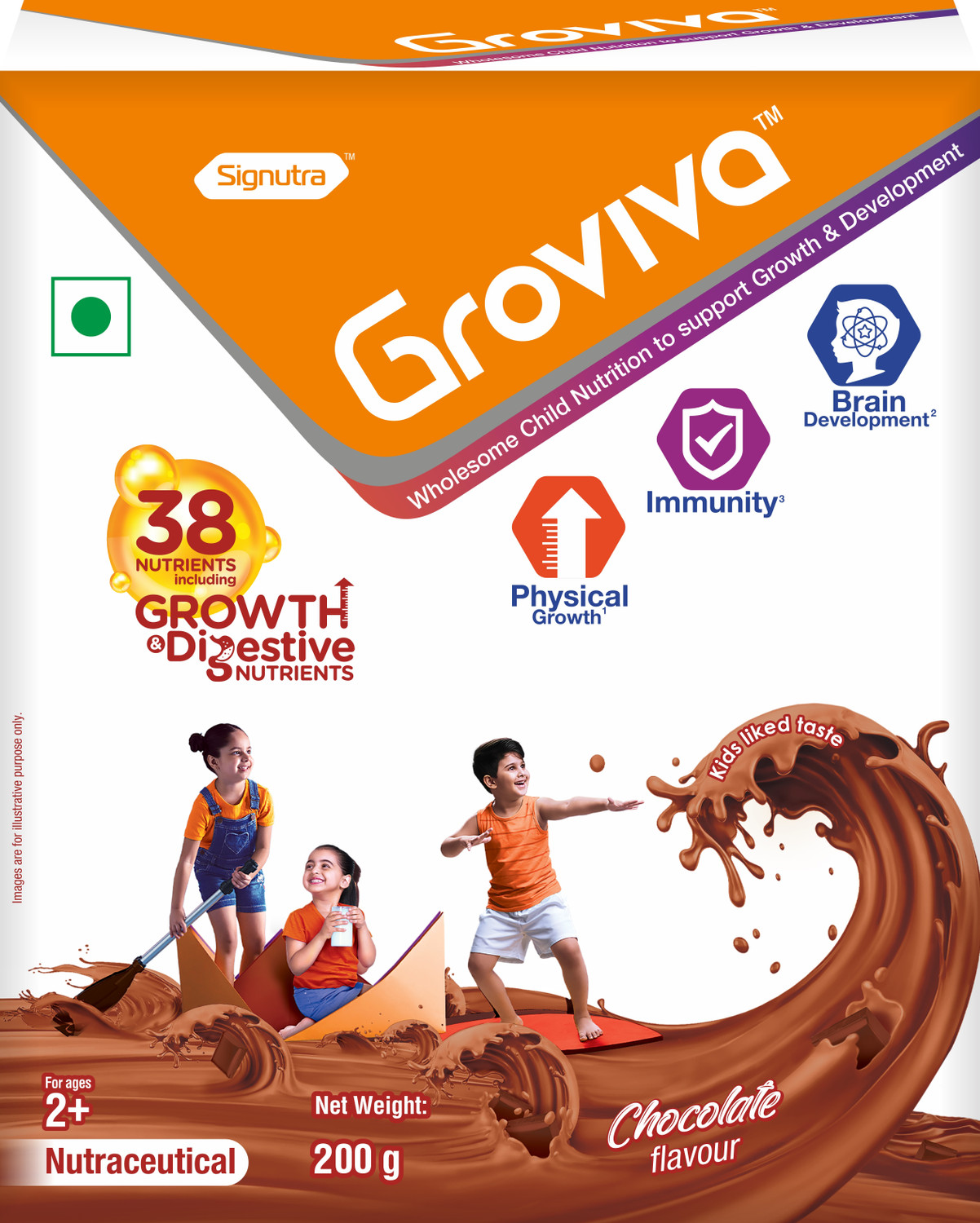 Image of Signutra Groviva Wholesome Child Nutrition for Growth & Development - BIB (Chocolate)