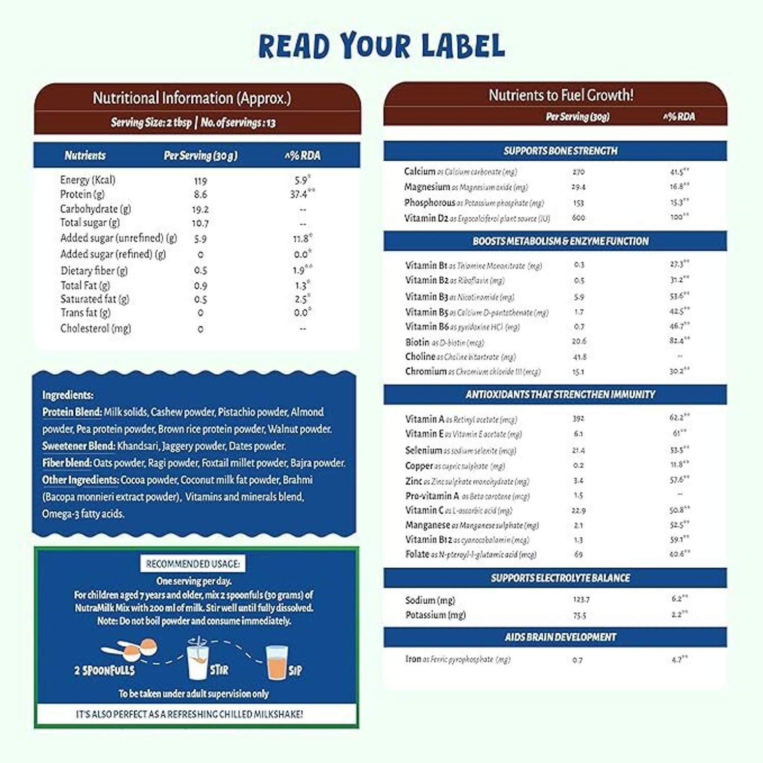 Image of Gladful Chocolate Nutramilk for Kids 7+ Years | Better Immunity & Strength | 6g Protein