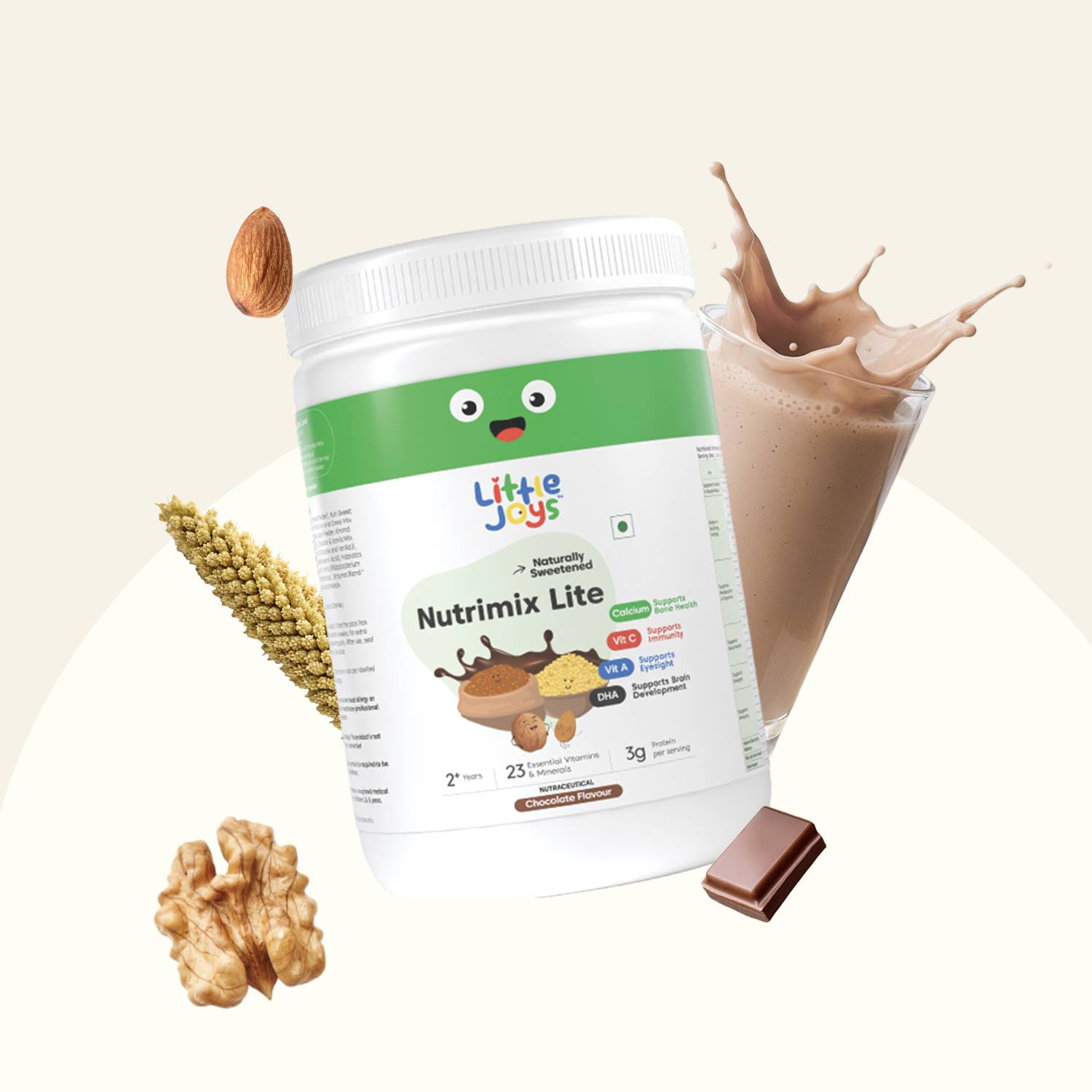 Little Joys Nutrimix Lite for Kids 2-6 year | Supports Immunity & Gut Health | Chocolate