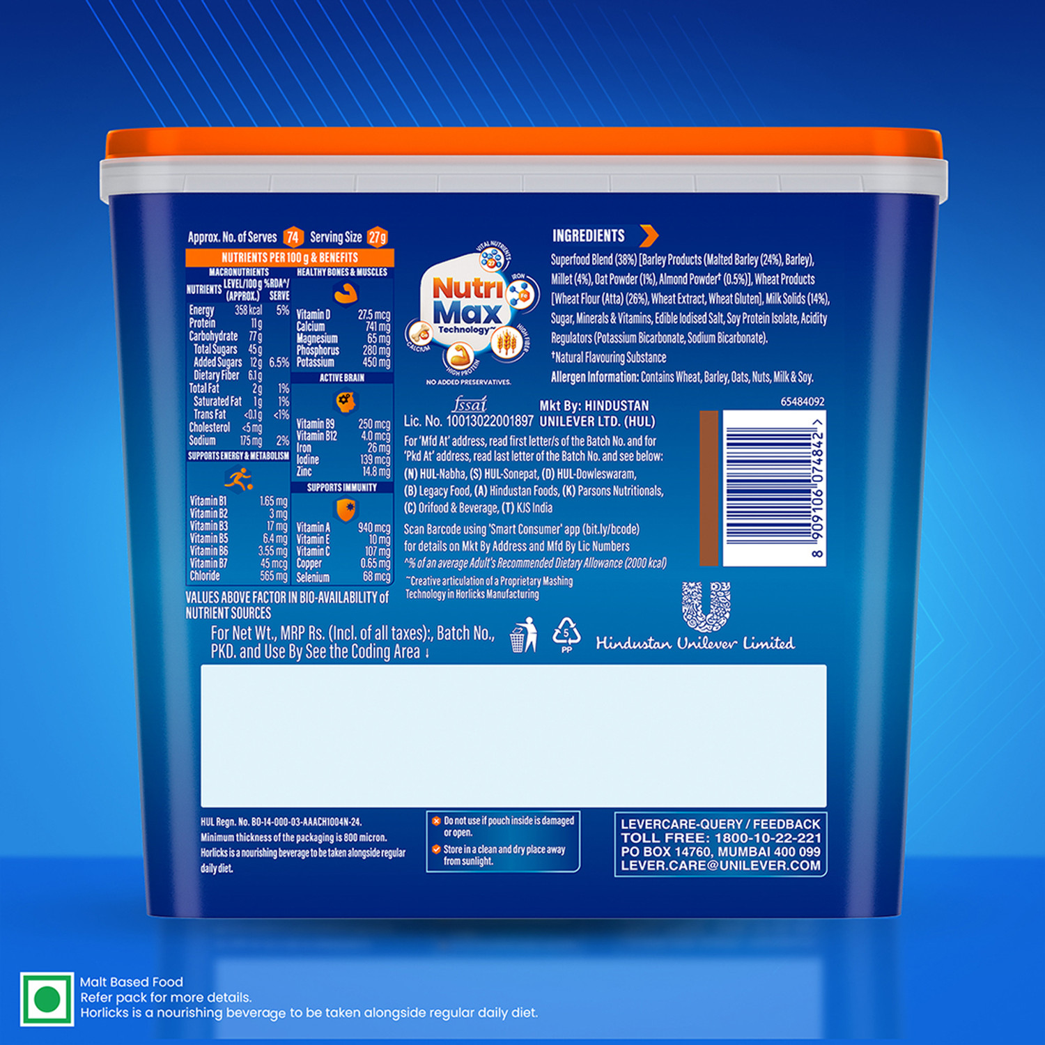 Image of HORLICKS Nutrition Drink Plastic Container with Super Foods