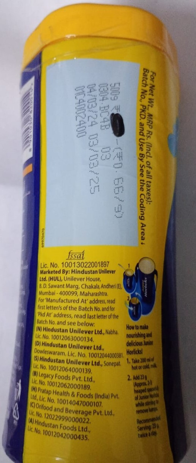 Image of HORLICKS Junior Chocolate Flavour 500 Gram Jar