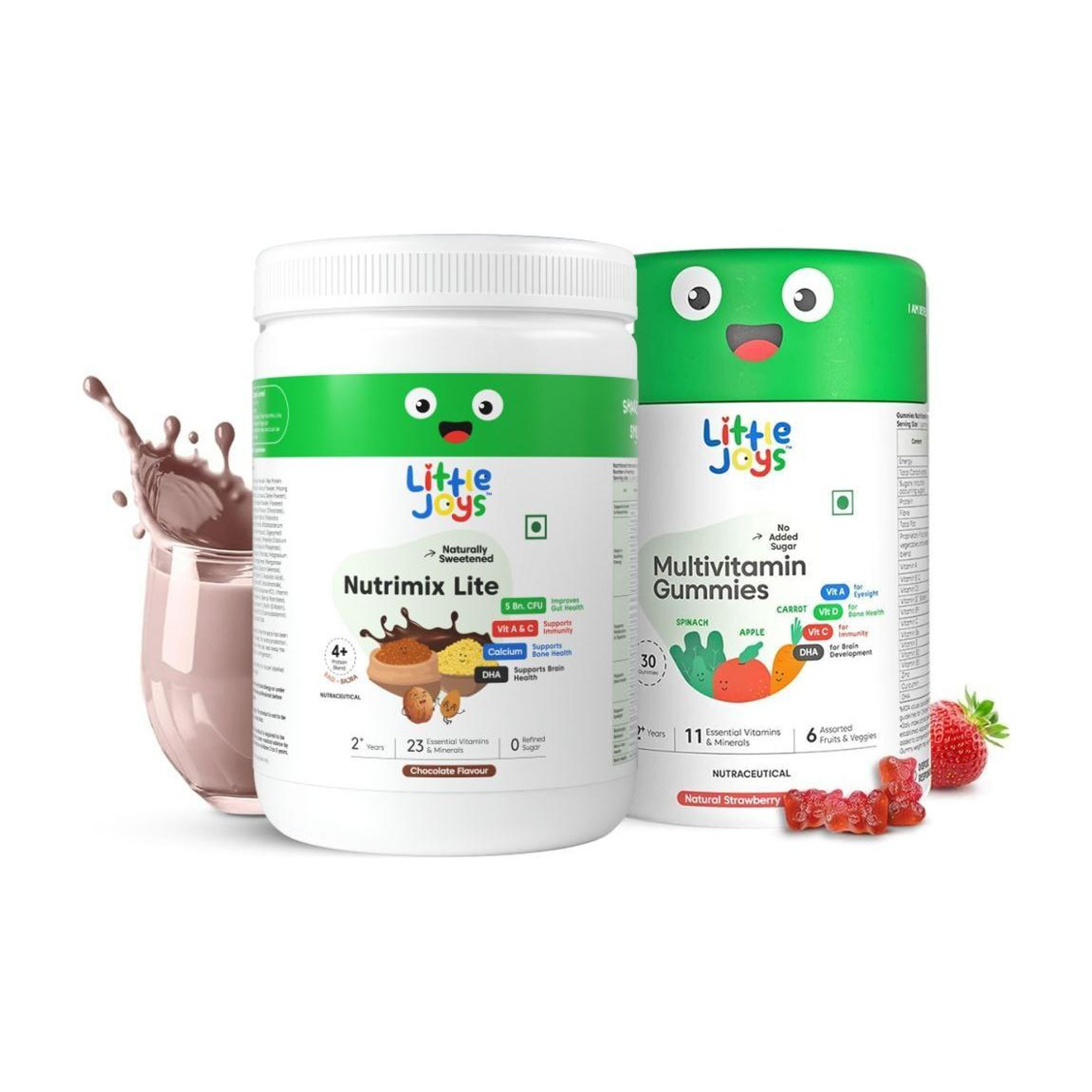 Image of Little Joys Immunity Booster Kit Lite 2-6 yr Nutrimix Lite & Multivitamin Gummies