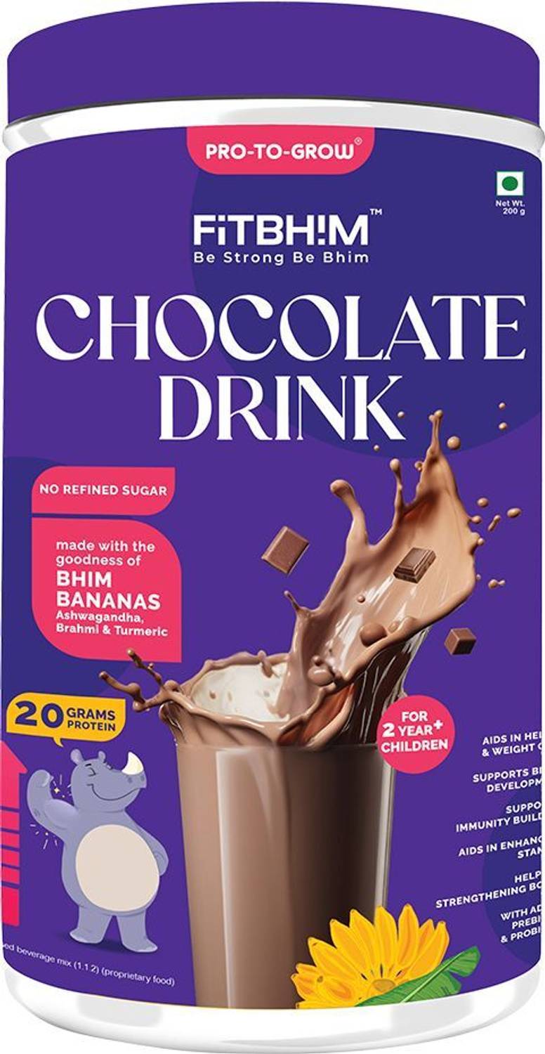 Pro-To-Grow Fitbhim Chocolate Drink with Bhim Banana,for kid's gr