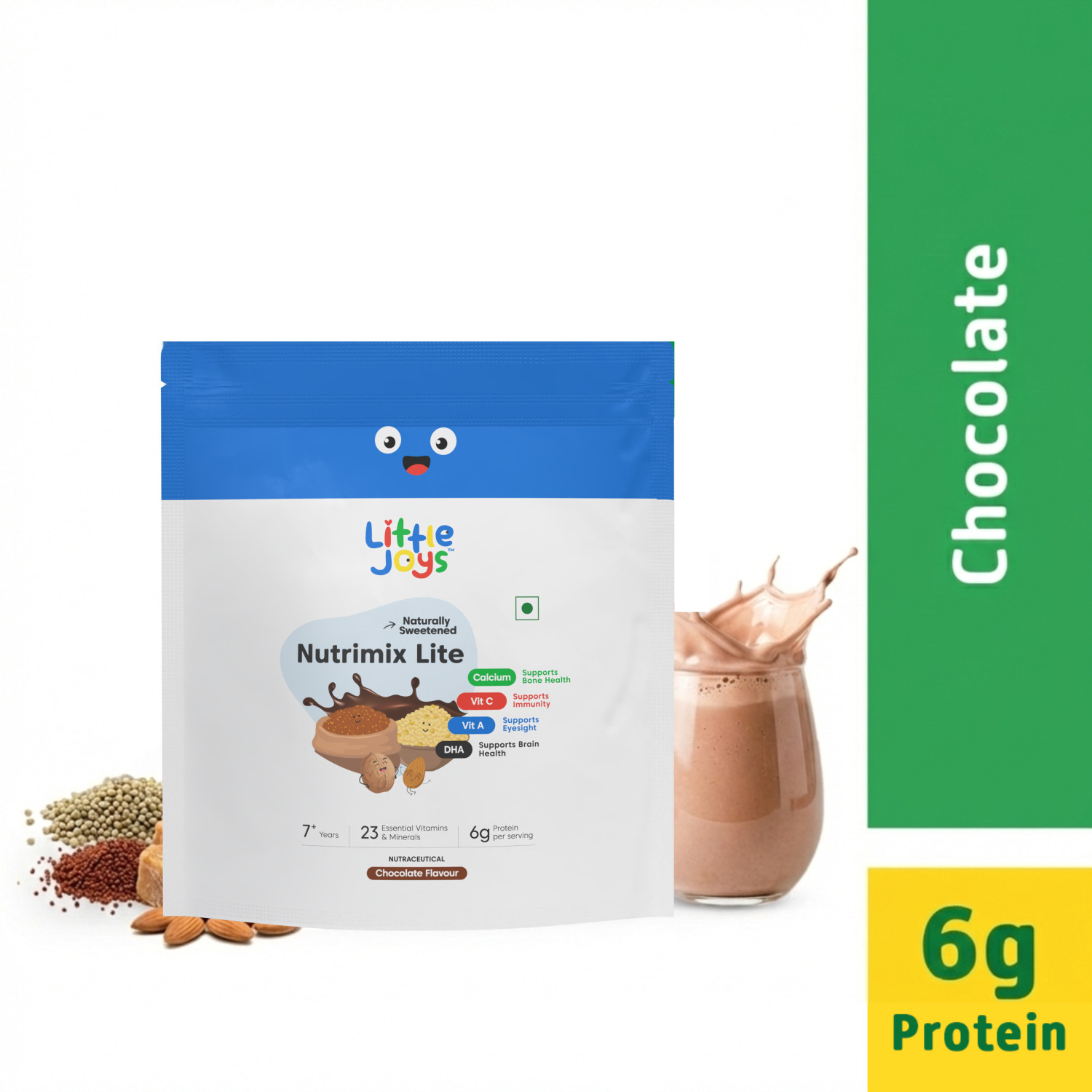 Image of Little Joys Nutrimix Lite For Kids 7-12 Yrs | Improves Immunity &Gut Health|Chocolate Flavor
