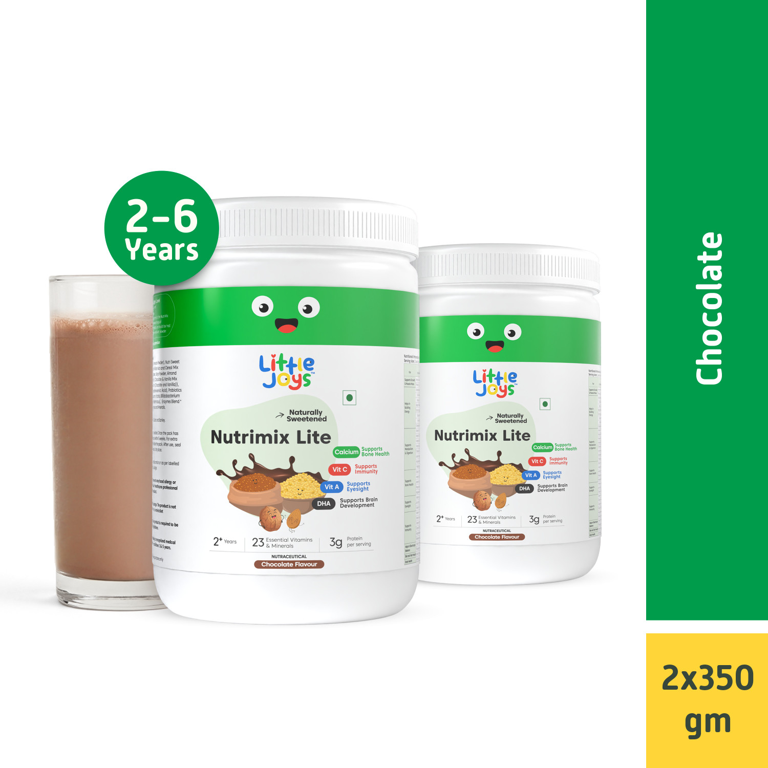 Image of Little Joys Nutrimix Lite for Kids 2-6 years | Supports Immunity & Gut Health | Chocolate