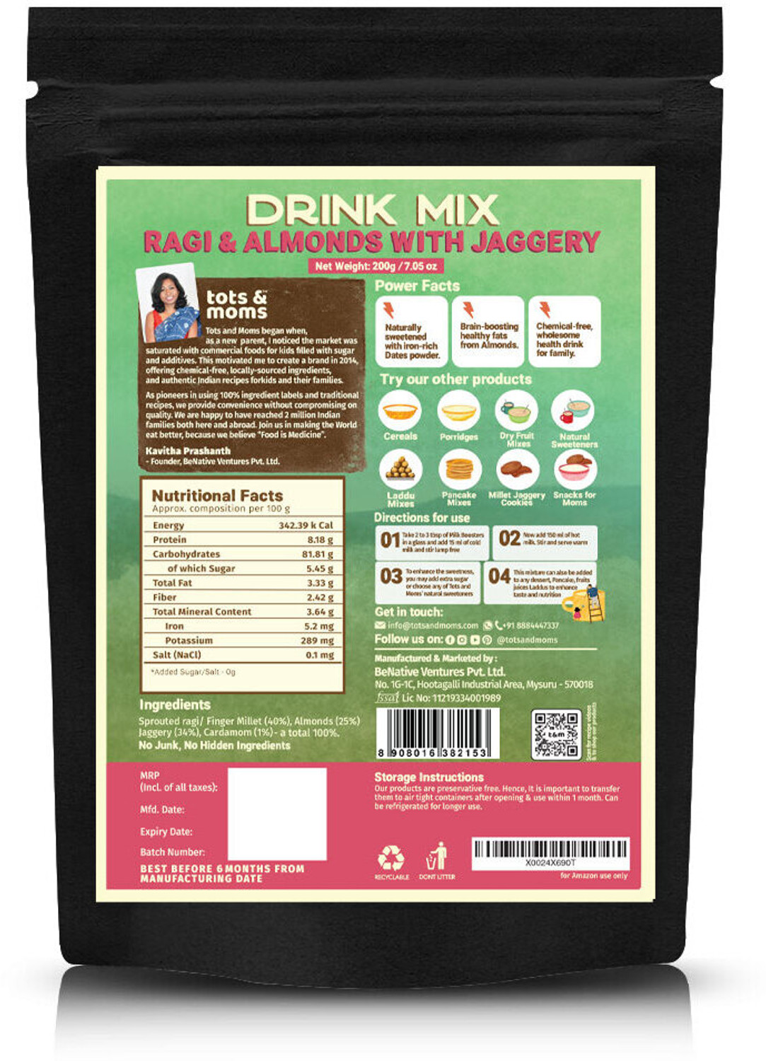 Image of TOTS AND MOMS by TOTS AND MOMS Ragi & Almond with Jaggery