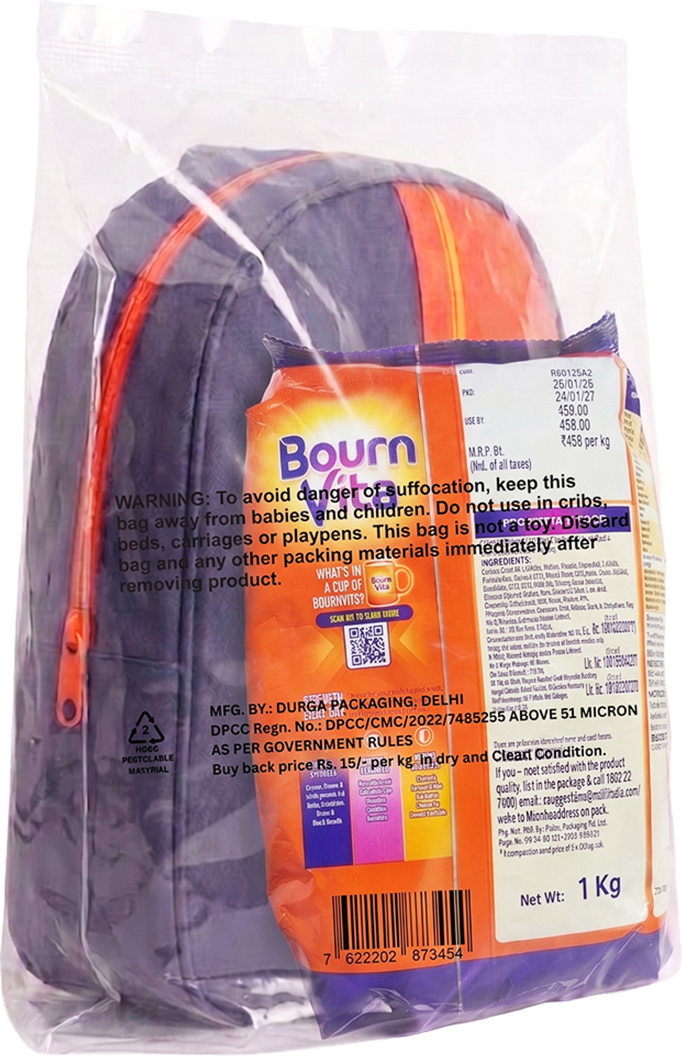 Image of Bournvita Chocolate Nutrition Drink Pouch with Bagpack