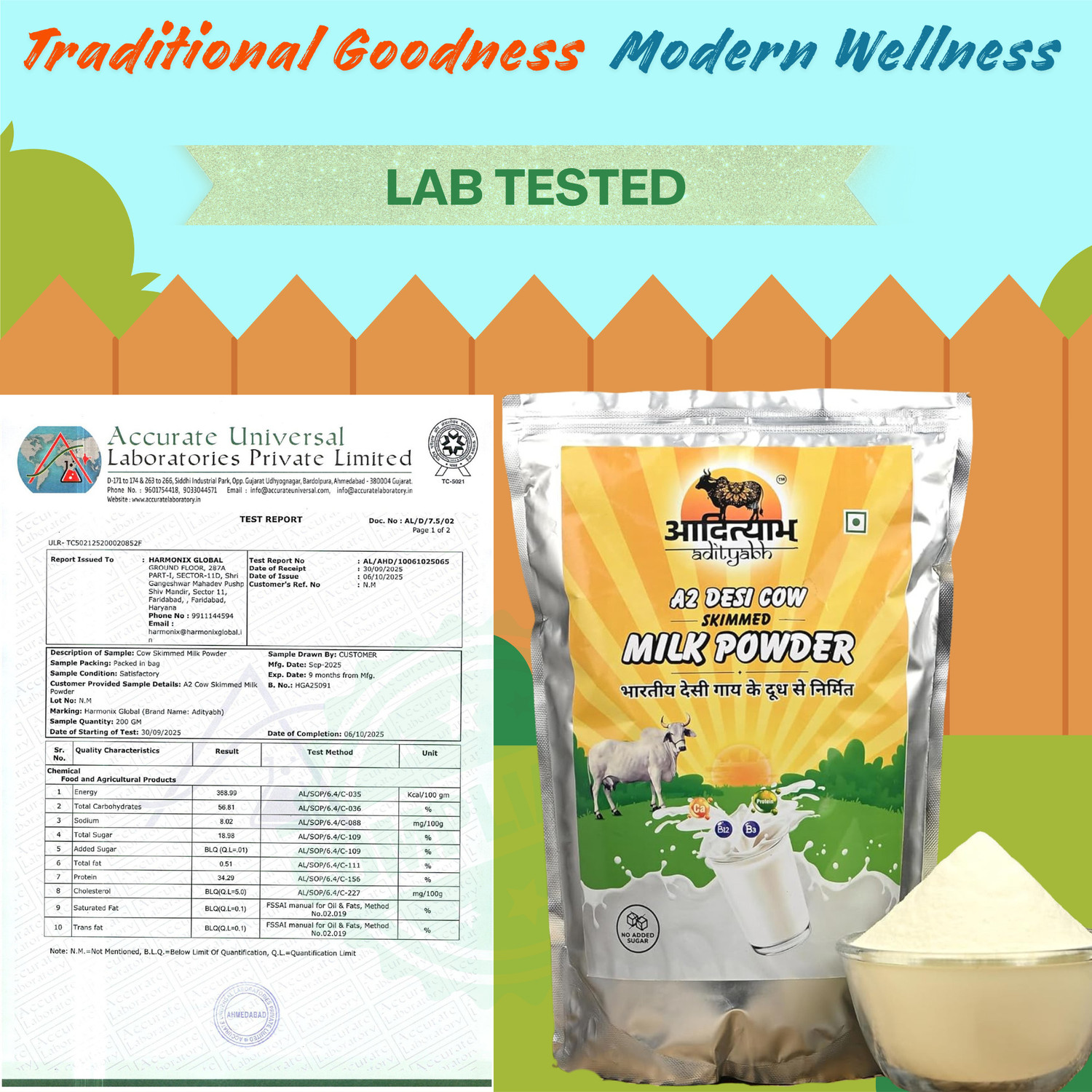 Image of Adityabh Desi Cow |No Added Sugar|Best for Tea,Coffee & DailyUse|Zipper Pouch| Skimmed Milk Powder