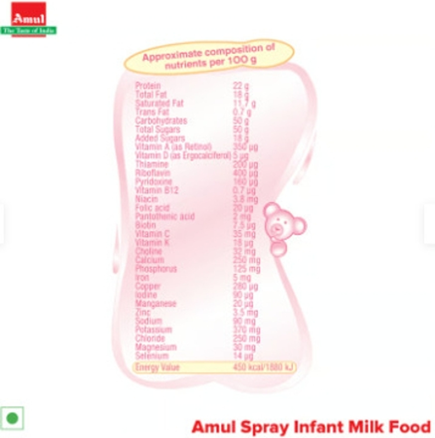Image of Amul Milk Spray Powder 500G TIN Pack Of 1 Milk Powder