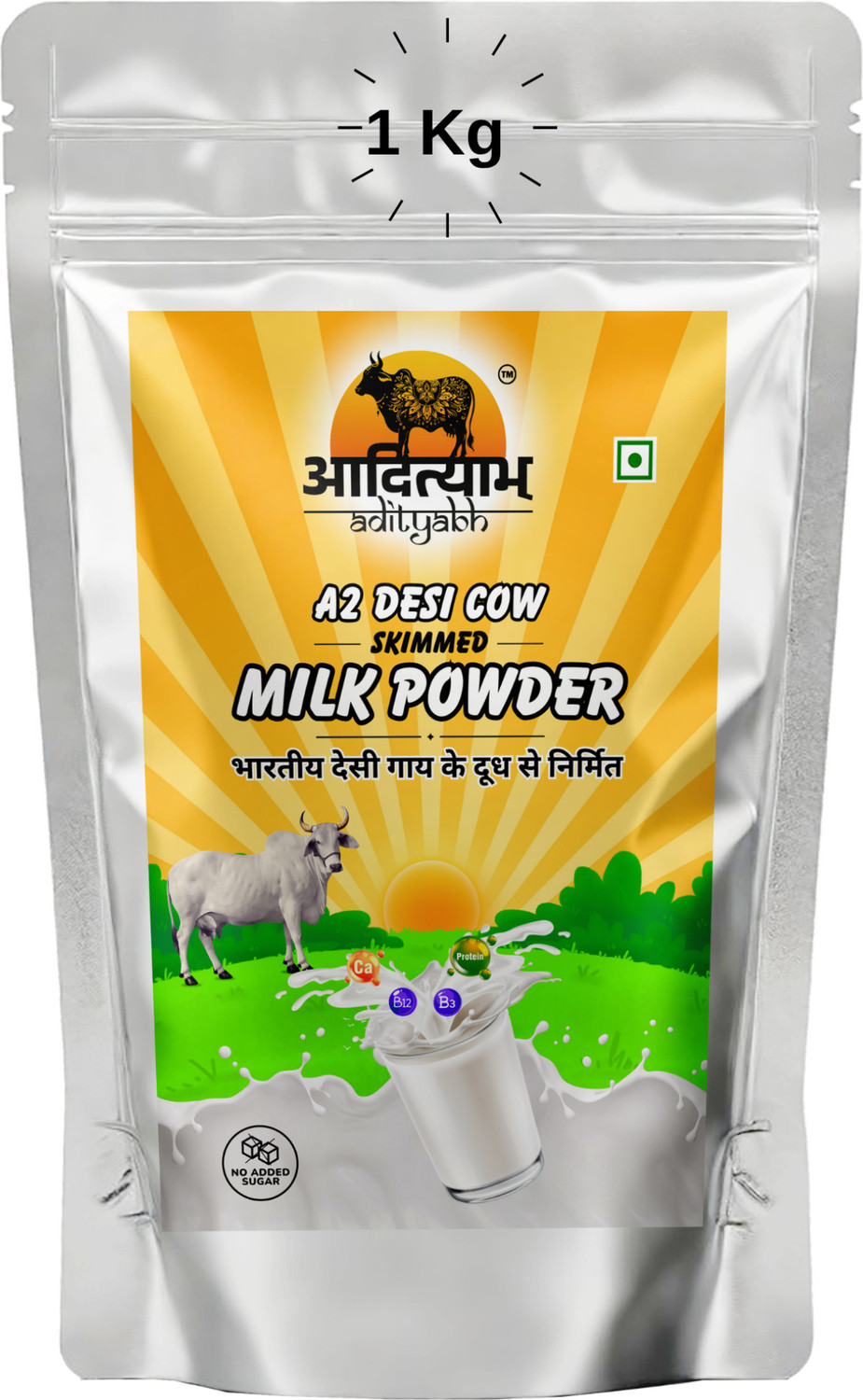 Image of Adityabh Desi Cow |No Added Sugar|Best for Tea,Coffee & DailyUse|Zipper Pouch| Skimmed Milk Powder