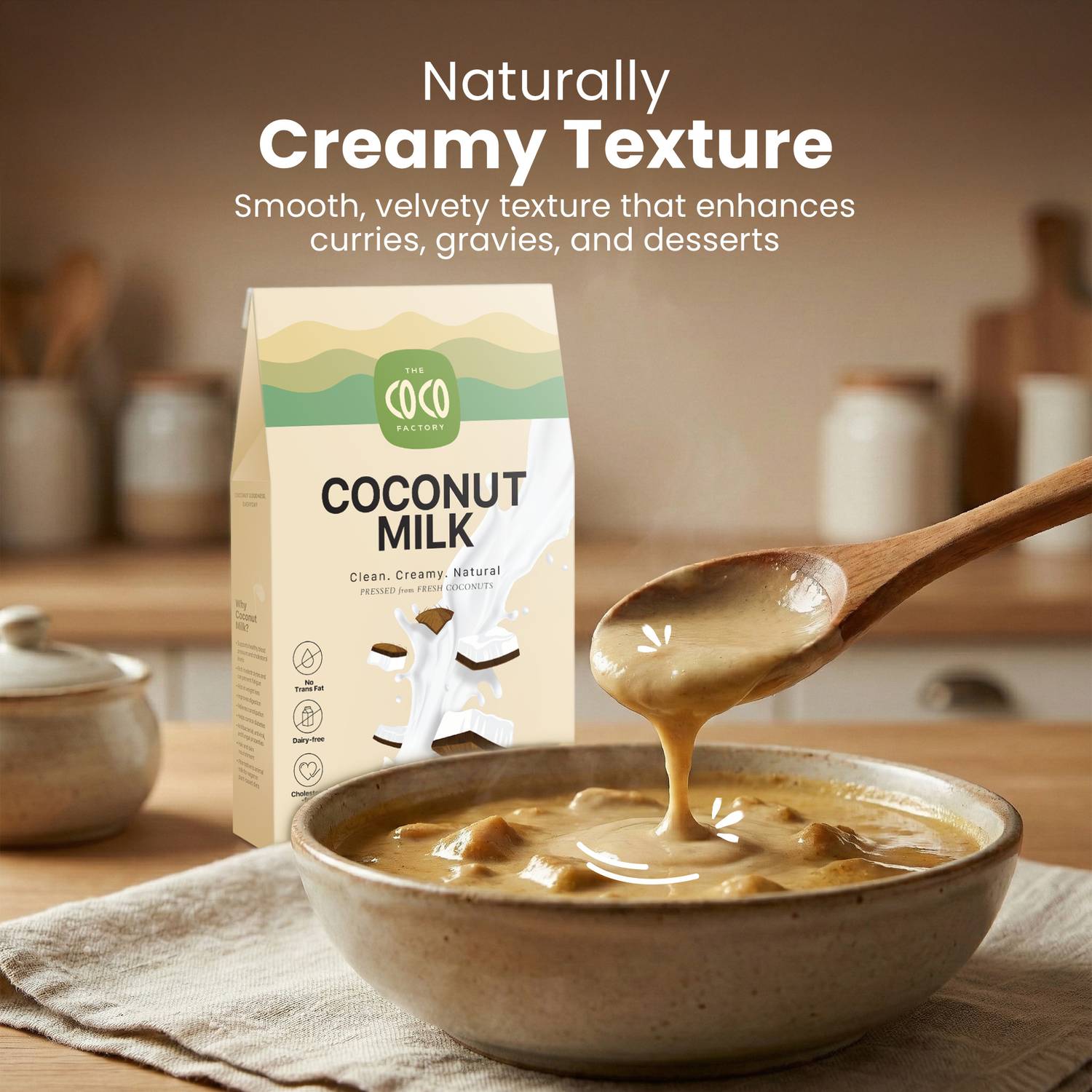 THE COCO FACTORY Dairy Free Plant Based Milk Vegan Cooking Coffee