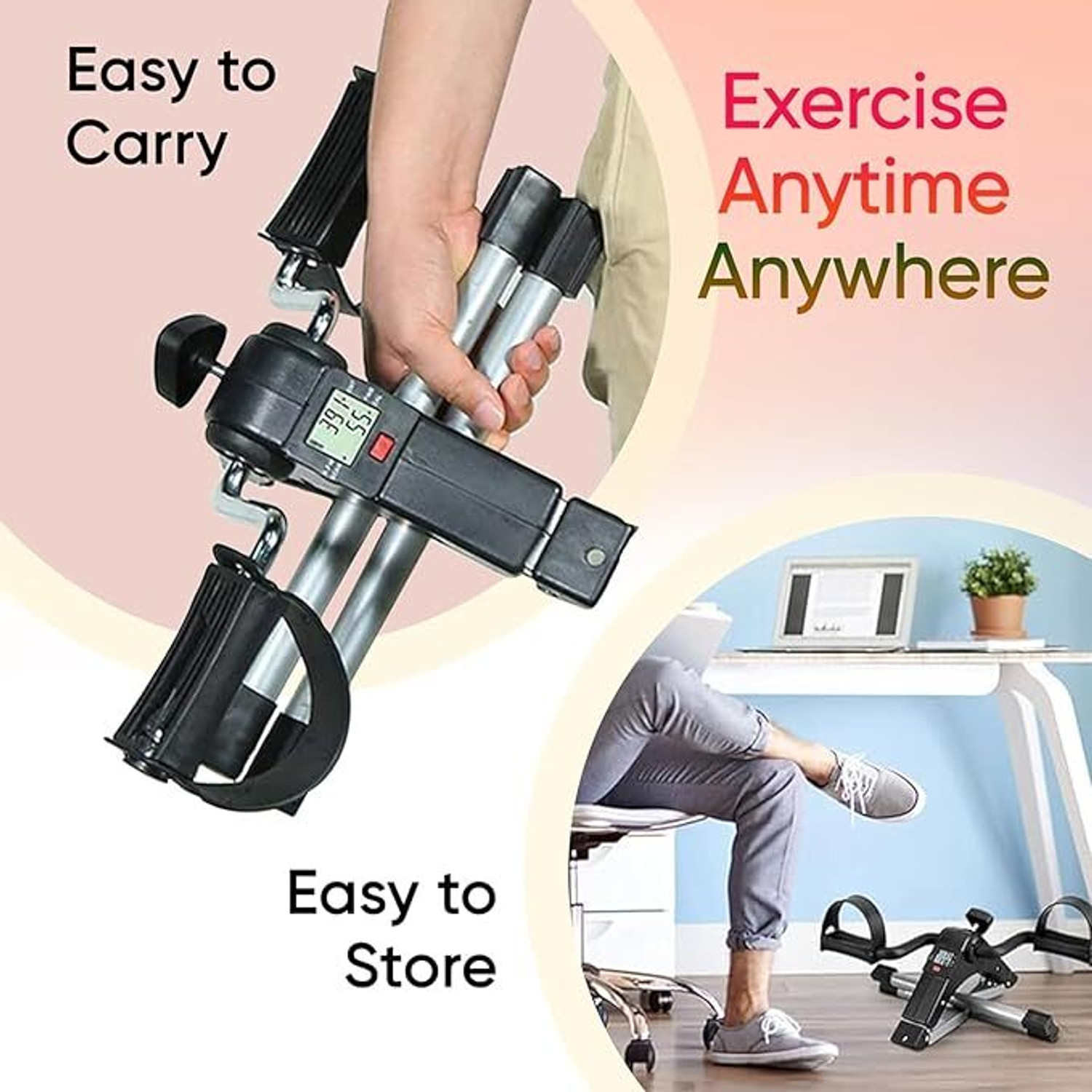 Image of VALORACE DailyFit Pedal Bike Mini Exerciser with Adjustable Resistance for Cardio Mini Pedal Exerciser Cycle