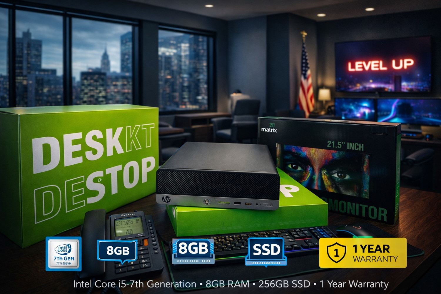 Image of HP Renewed G400 Desktop PC Full Set - Windows 11 Pro, i5-7th Generation Processor, Business-Class Desktop, Designed For Professionals, HD Graphics , Turbo-Speed Performance,, 512 MB Graphics Card, 8 GB 8GB DDR4 RAM (2666MHz), 256 GB 256GB NVMe M.2 SSD, this Desktop ensures quick boot times Mini PC