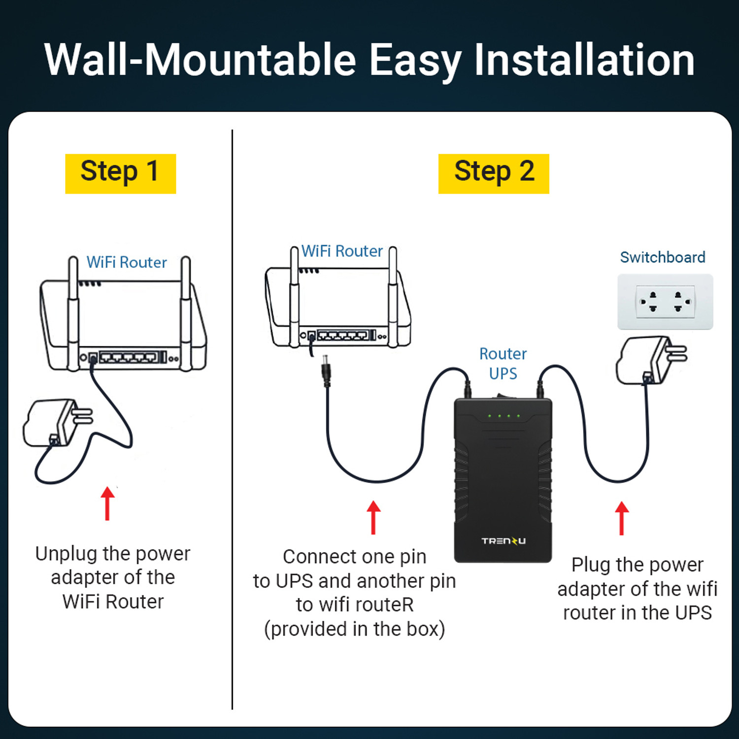 Image of Trenzu UPS for Router | 6600mAh Battery | 6 Hours Backup | Smart Mini UPS Device Power Backup for Router
