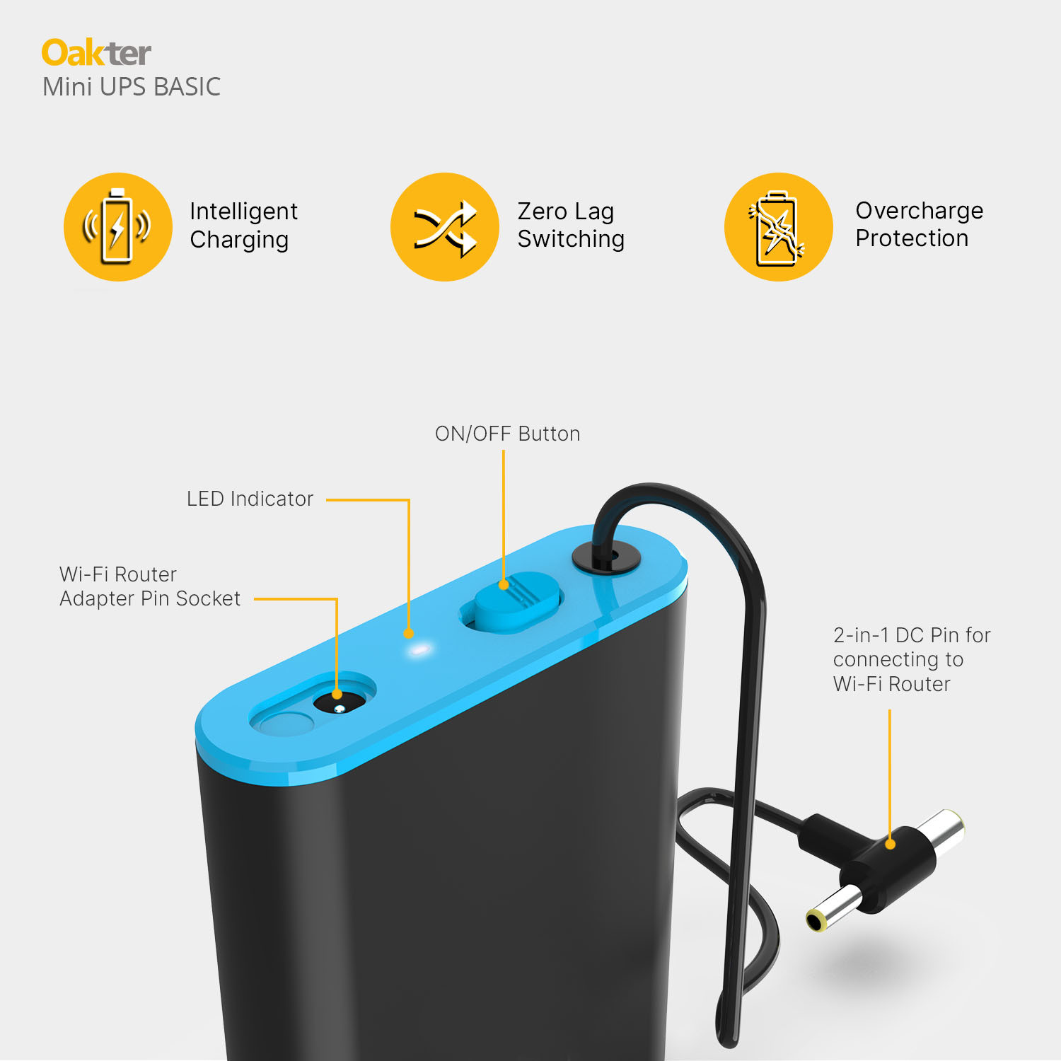 Image of Oakter Mini UPS Basic Power Backup for Router