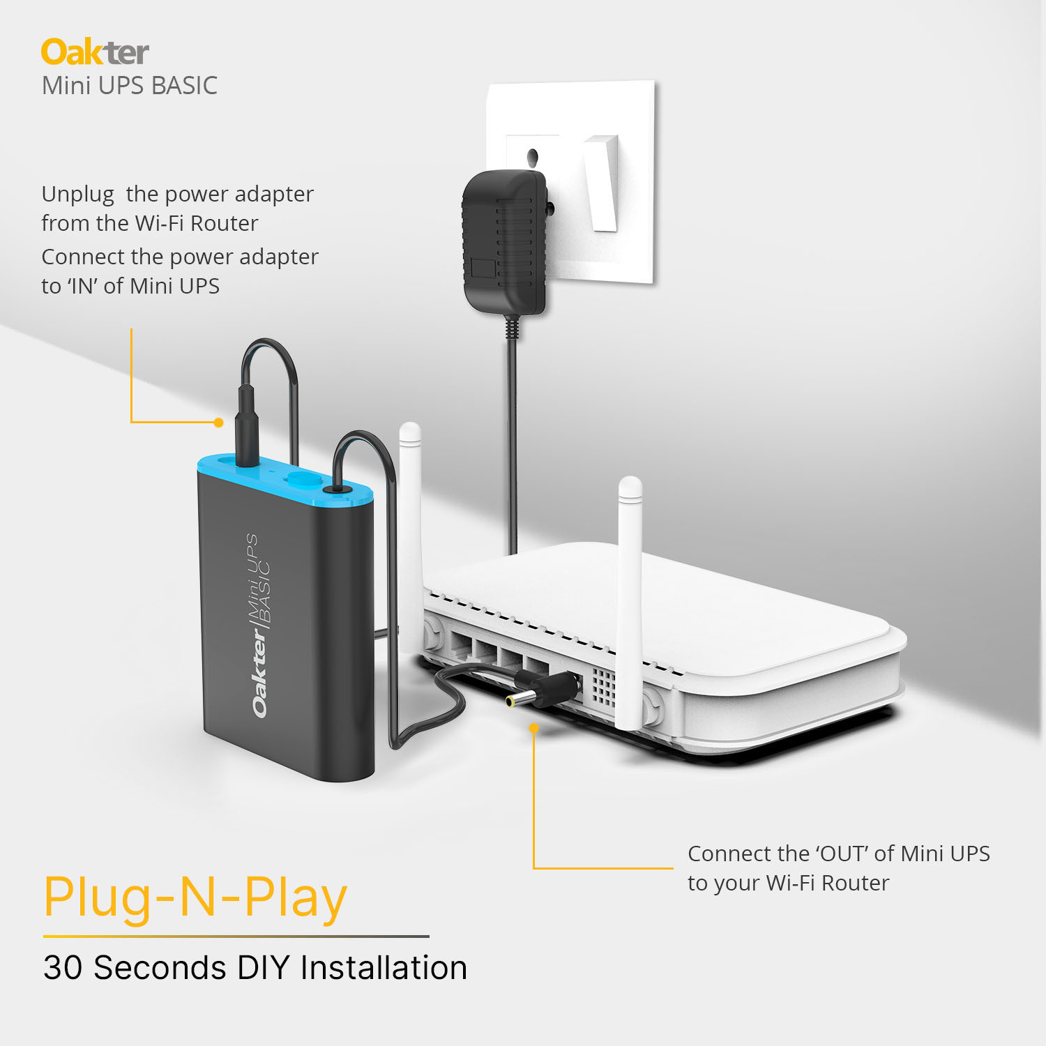 Image of Oakter Mini UPS Basic Power Backup for Router