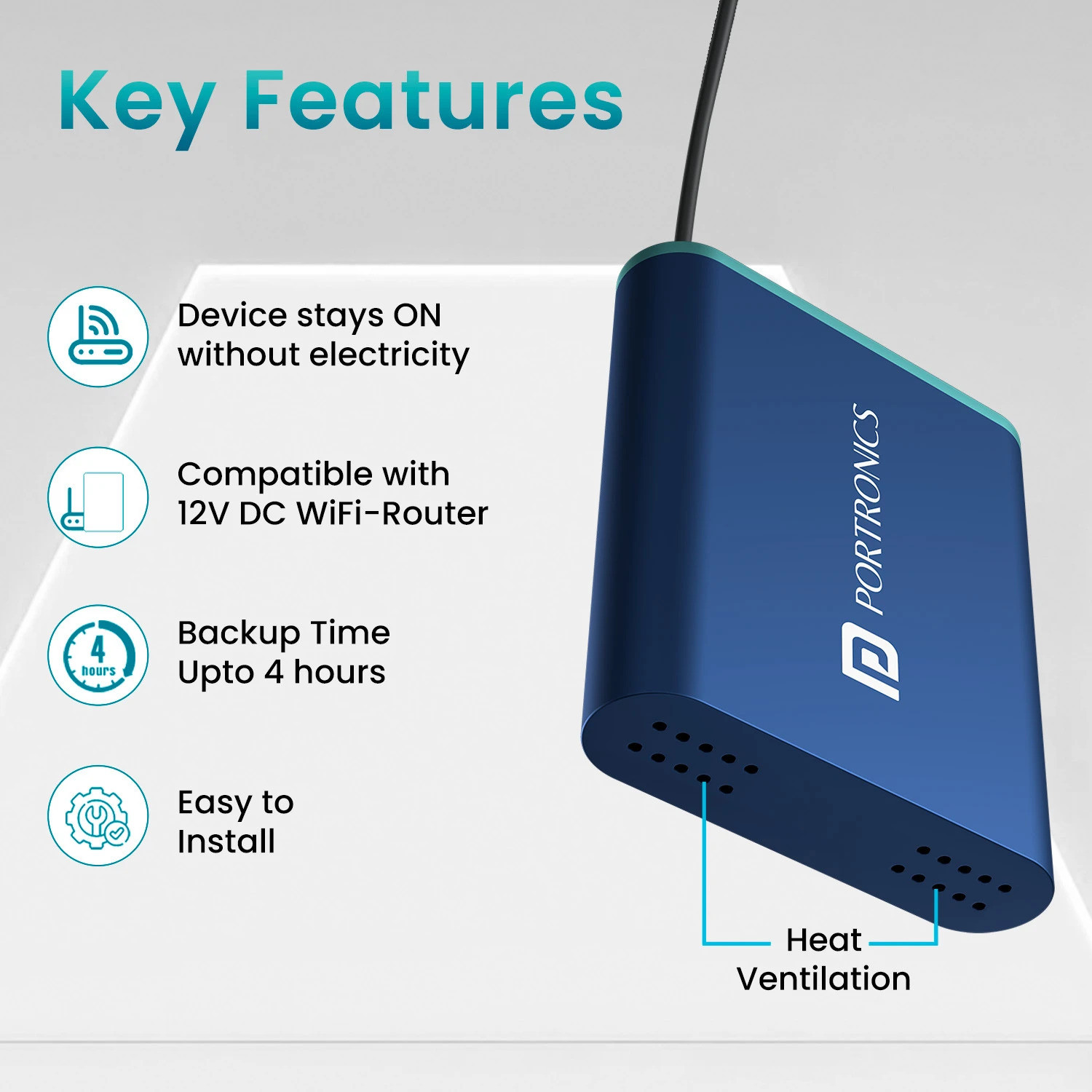 Image of Portronics Power Plus Advanced Mini Router UPS for 12V DC WiFi Router Broadband Modem Power Backup for Router