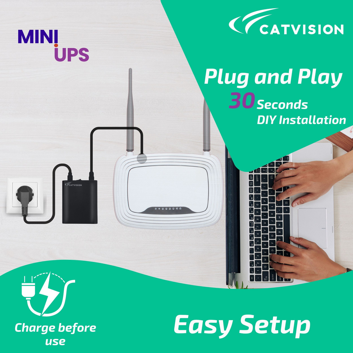 Image of Catvision Mini UPS for Wi-Fi Routers I 2x2000 mAh Battery | Upto 3 Hours | BIS Approved Power Backup for Router