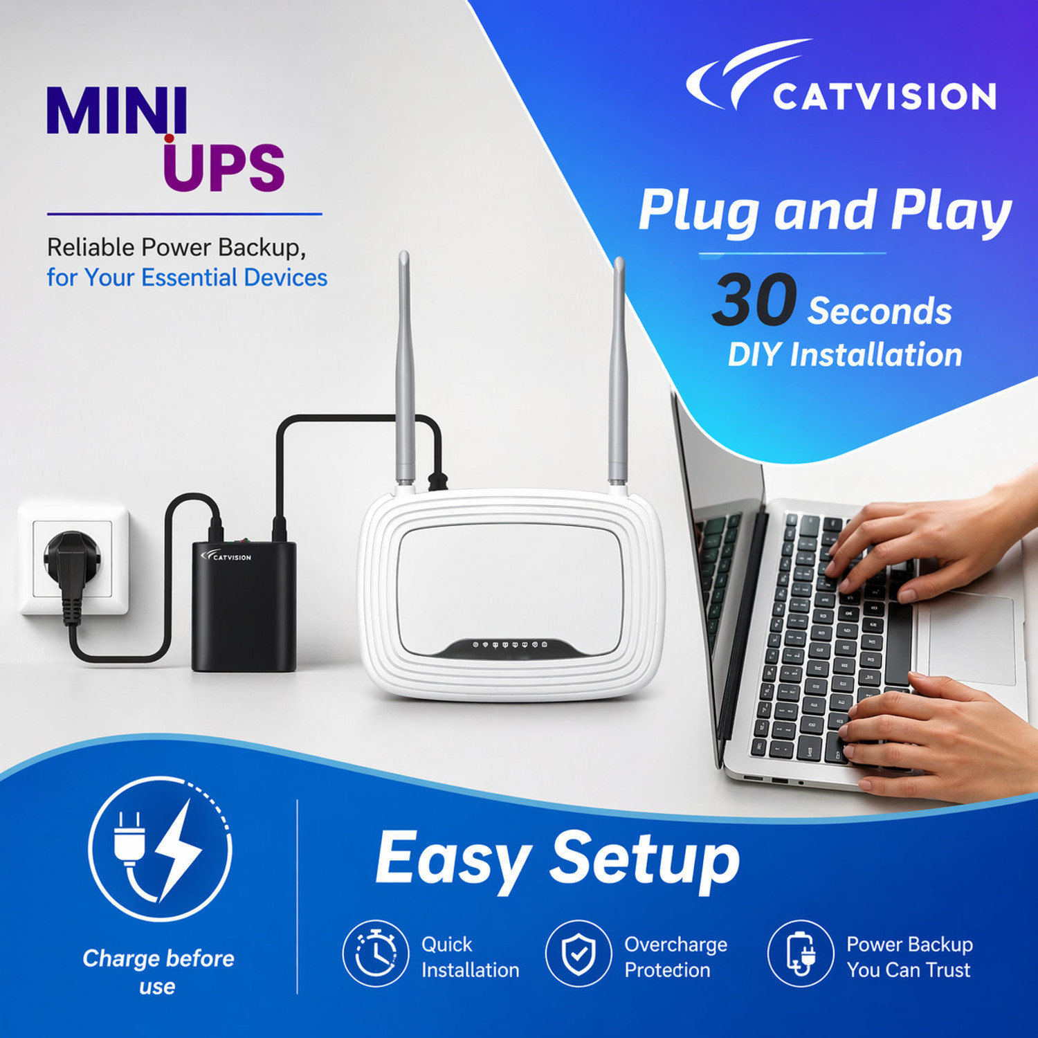 Image of Catvision Mini Ups 12v wi-fi Power Backup for Router | 4 Hrs (Lab Tested) Power Backup for Router
