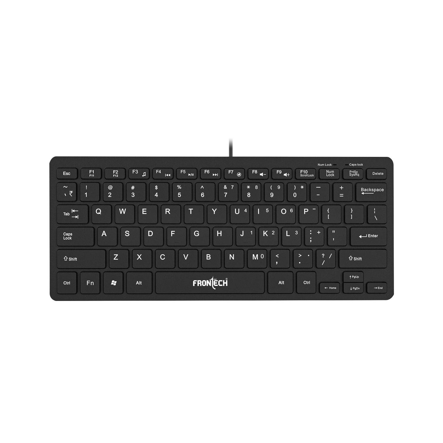 Frontech Membrane Keys Wired Mini Keyboard | 78 Keys | USB Plug & Play | Ergonomic Design Wired USB Standard Desktop Keyboard Compatible with Desktop, Laptop, Mac stand support,KB-0041 Mini Keyboard | 78 Membrane Keys | USB Plug & Play | Ergonomic Design