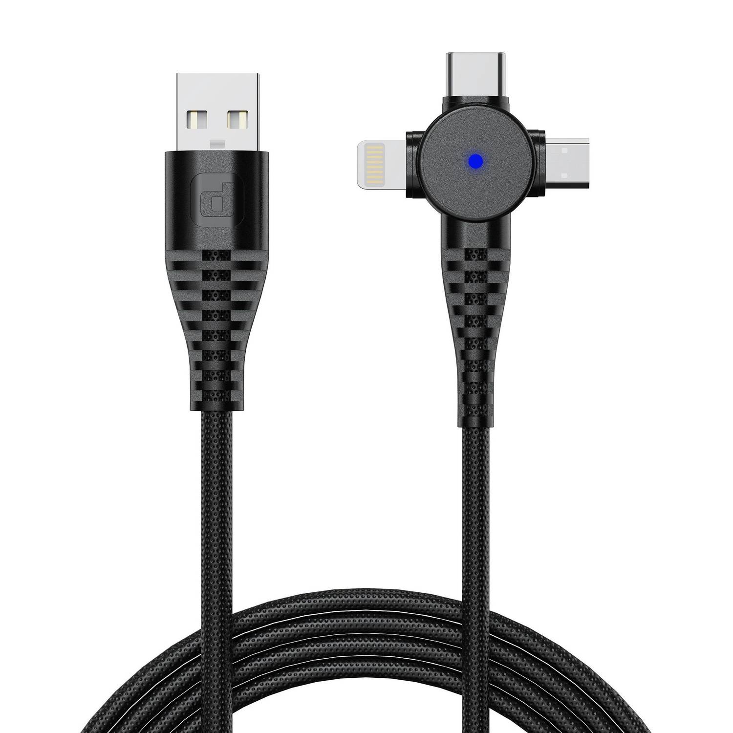 Dubstep USB Type C Cable 1 m Blaze Trinity 50W 3-in-one USB-A to Type-C + MicroUSB + Type-L Fast Charge Cable