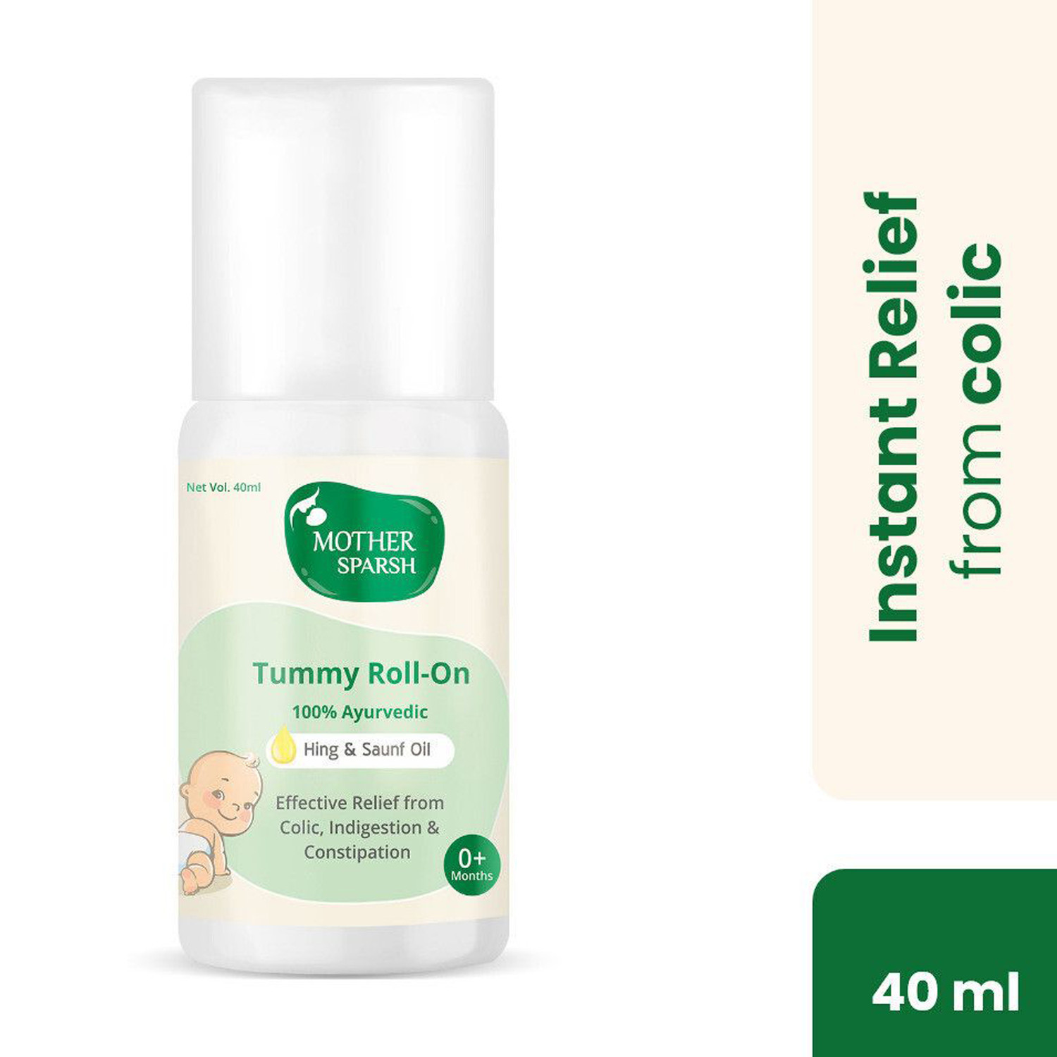 Image of Mother Sparsh Tummy roll on for Colic Relief and Digestion with Hing and saunf, 100% ayurvedic 40ml