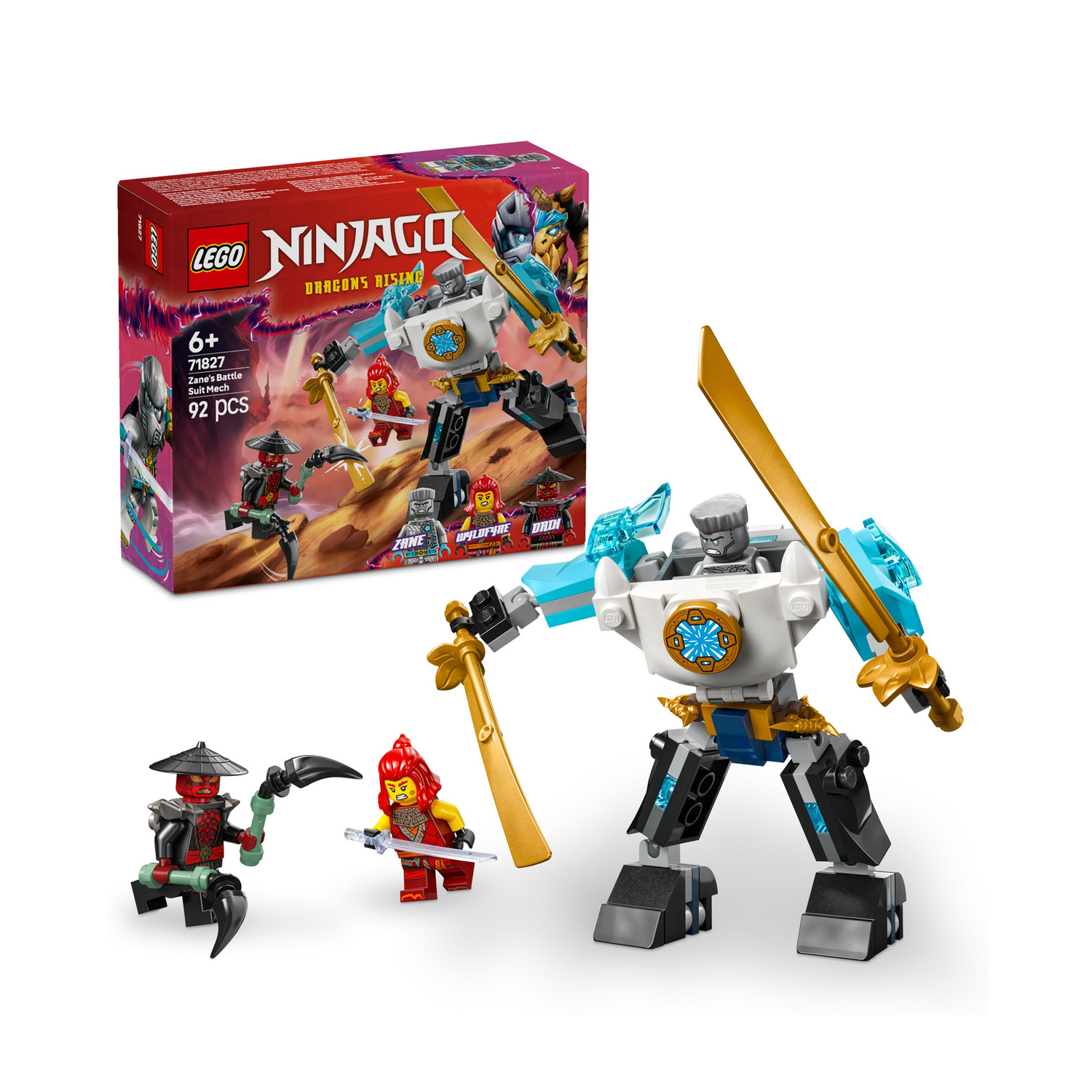 Image of LEGO NINJAGO Zanes Battle Suit Mech Pretend Play Toy Set 71827 (92 Blocks)