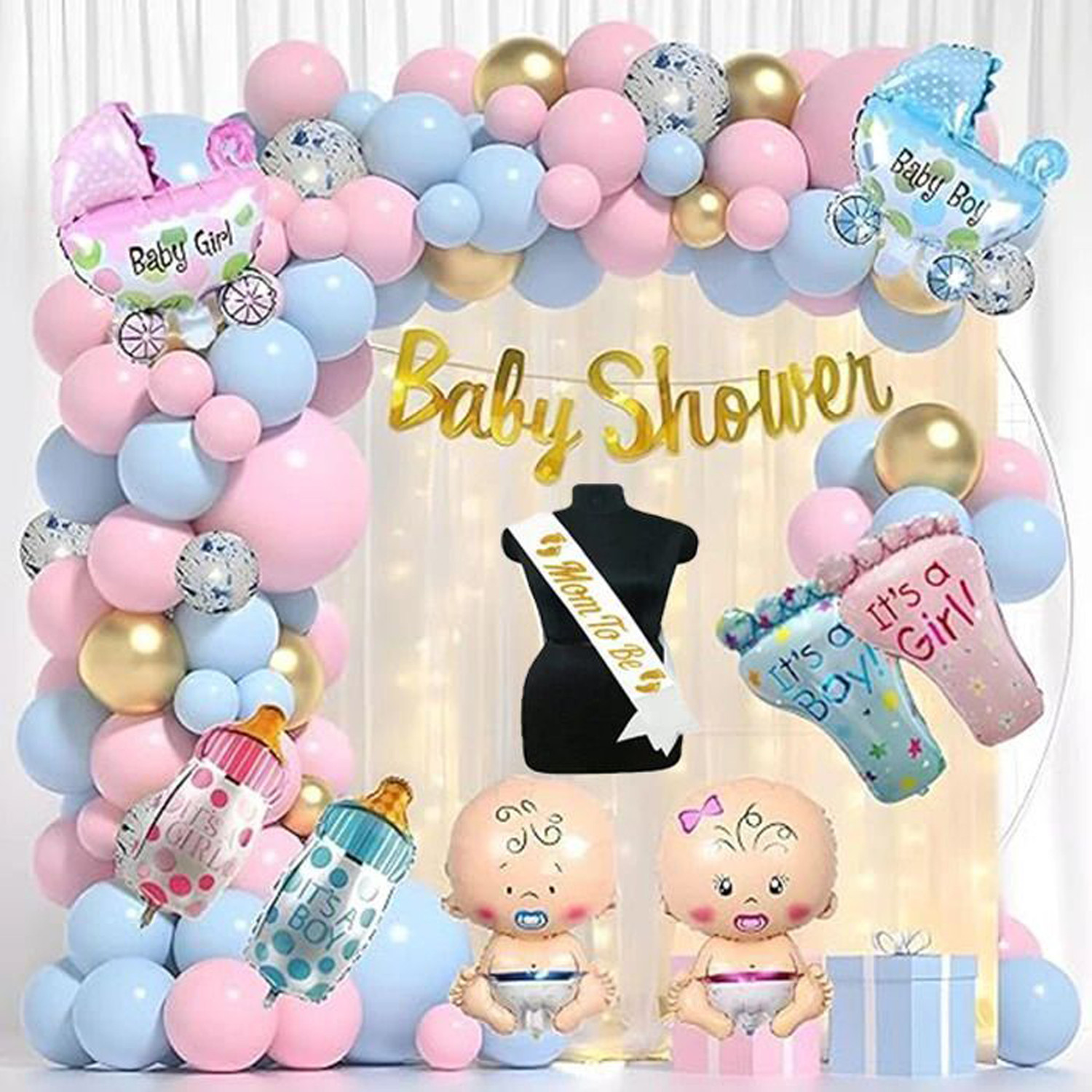Image of PARTY MIDLINKERZ Solid Baby Shower Decoration, Mom To Be Decoration Items Set, Baby Shower Balloons Balloon