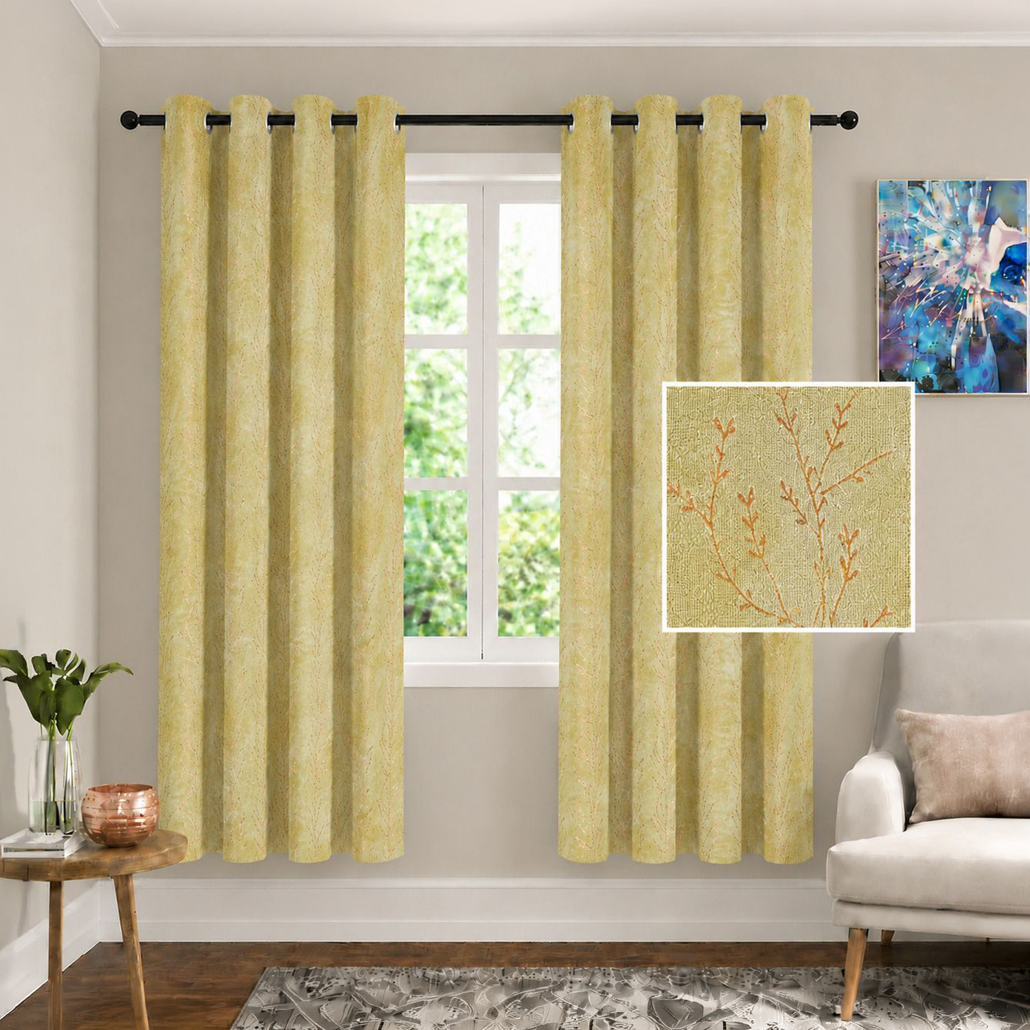 Cortina 150 cm (5 ft) Window Velvet Blackout Curtain (Pack Of 2)