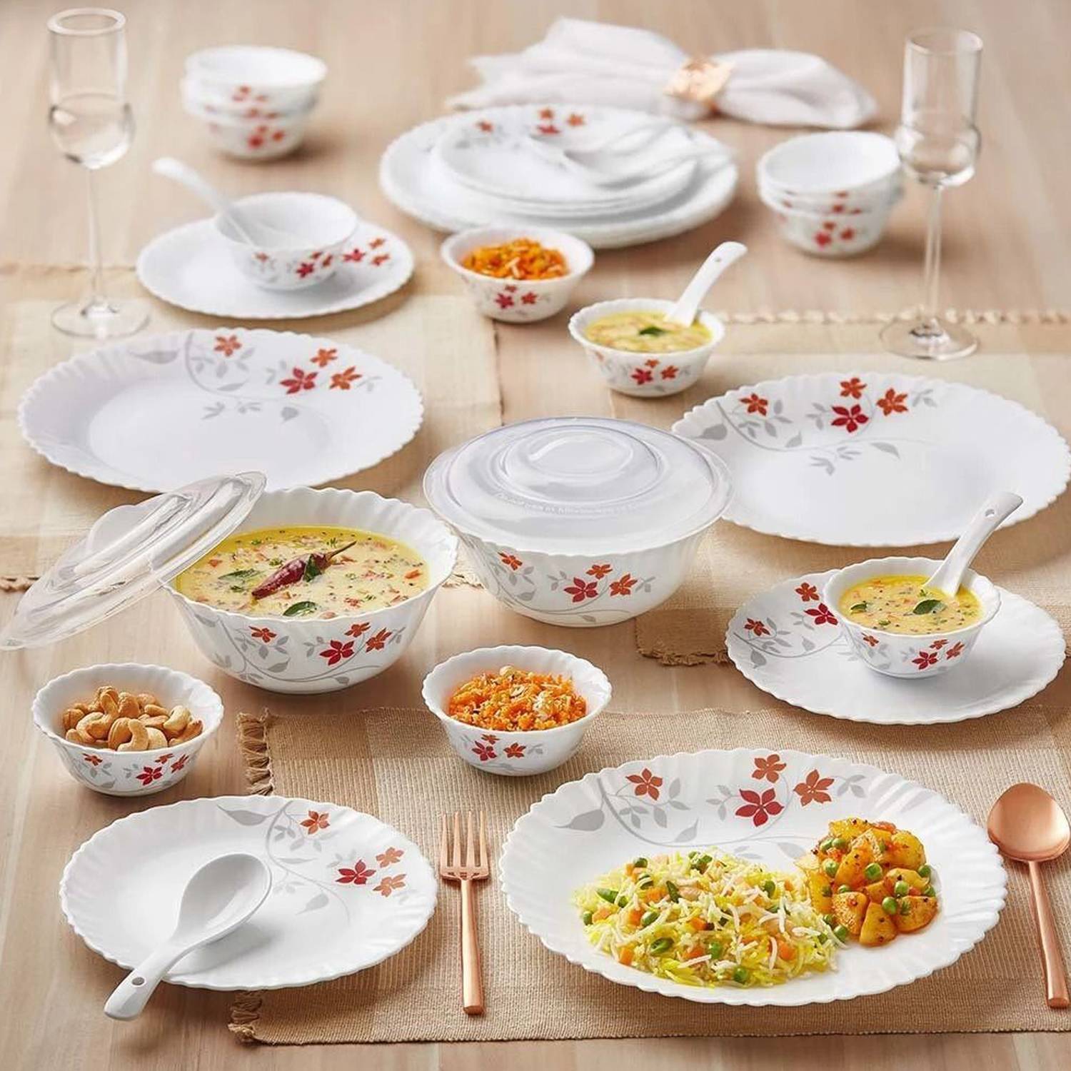 Larah by Borosil 34-Piece Dinner Set Pack of 34 - Image 1