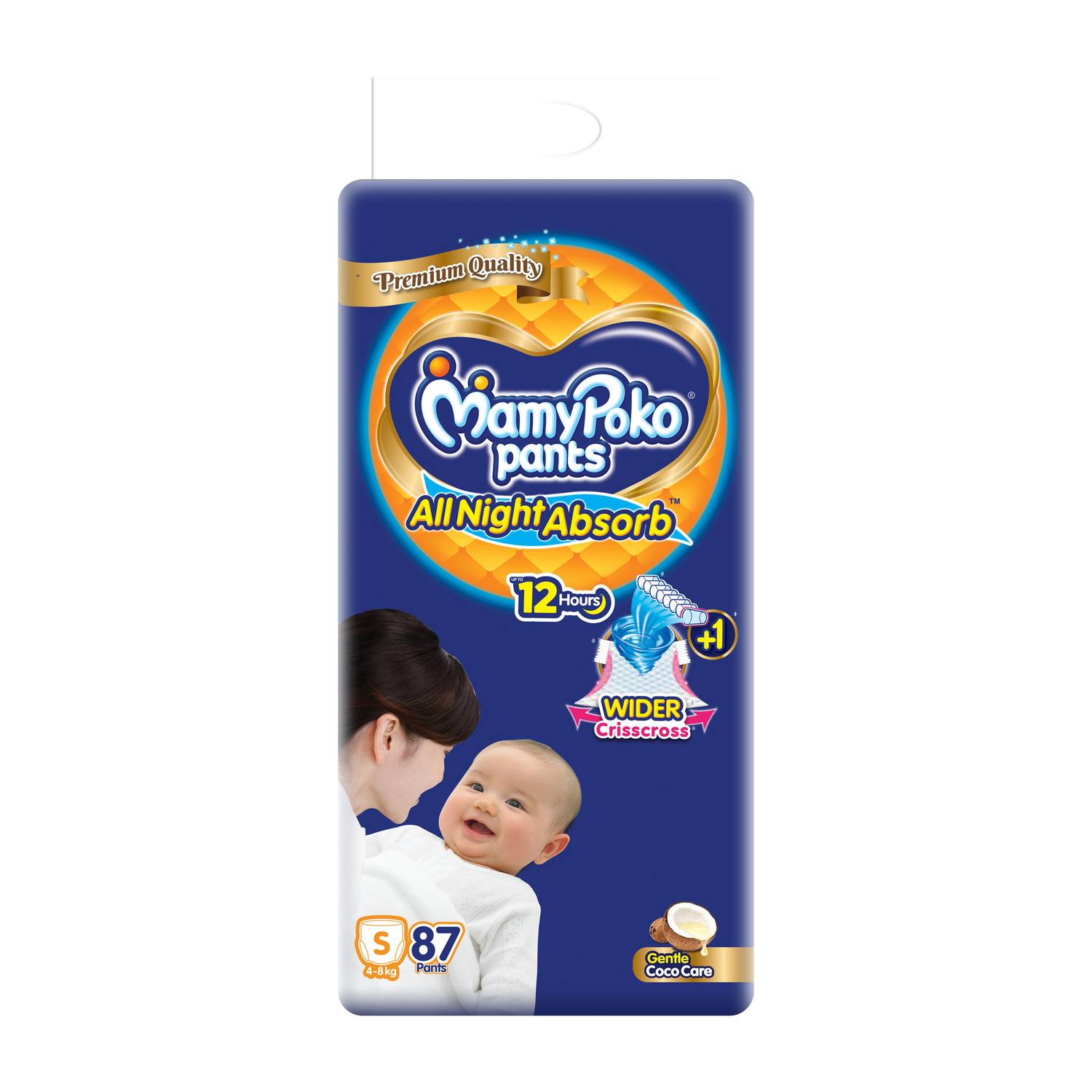 MamyPoko All Night Absorb Pant Diapers - S, 87 Pieces - Image 1