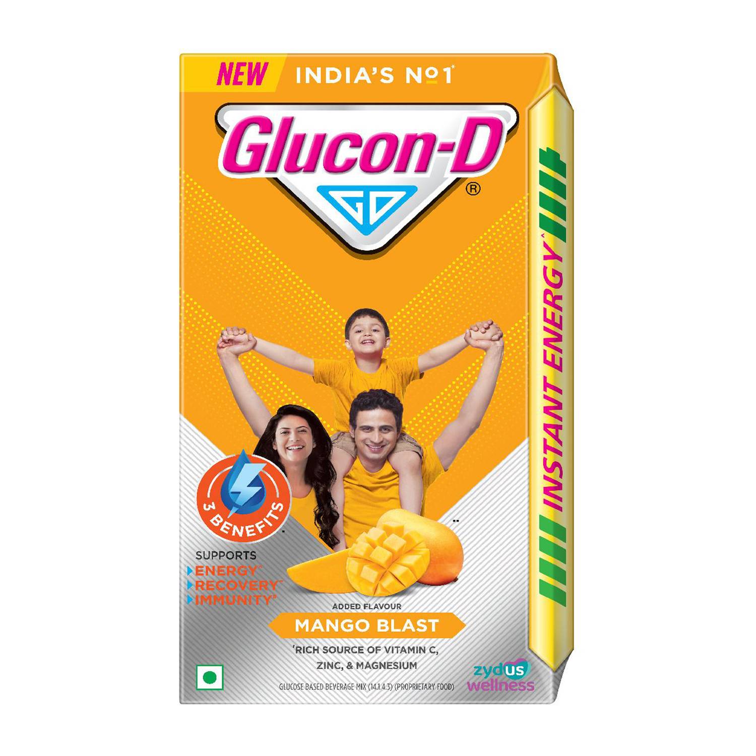 GLUCON-D Mango Blast with 3 Benefits of Energy, Recovery, and Immunity, Refill Sports Drink