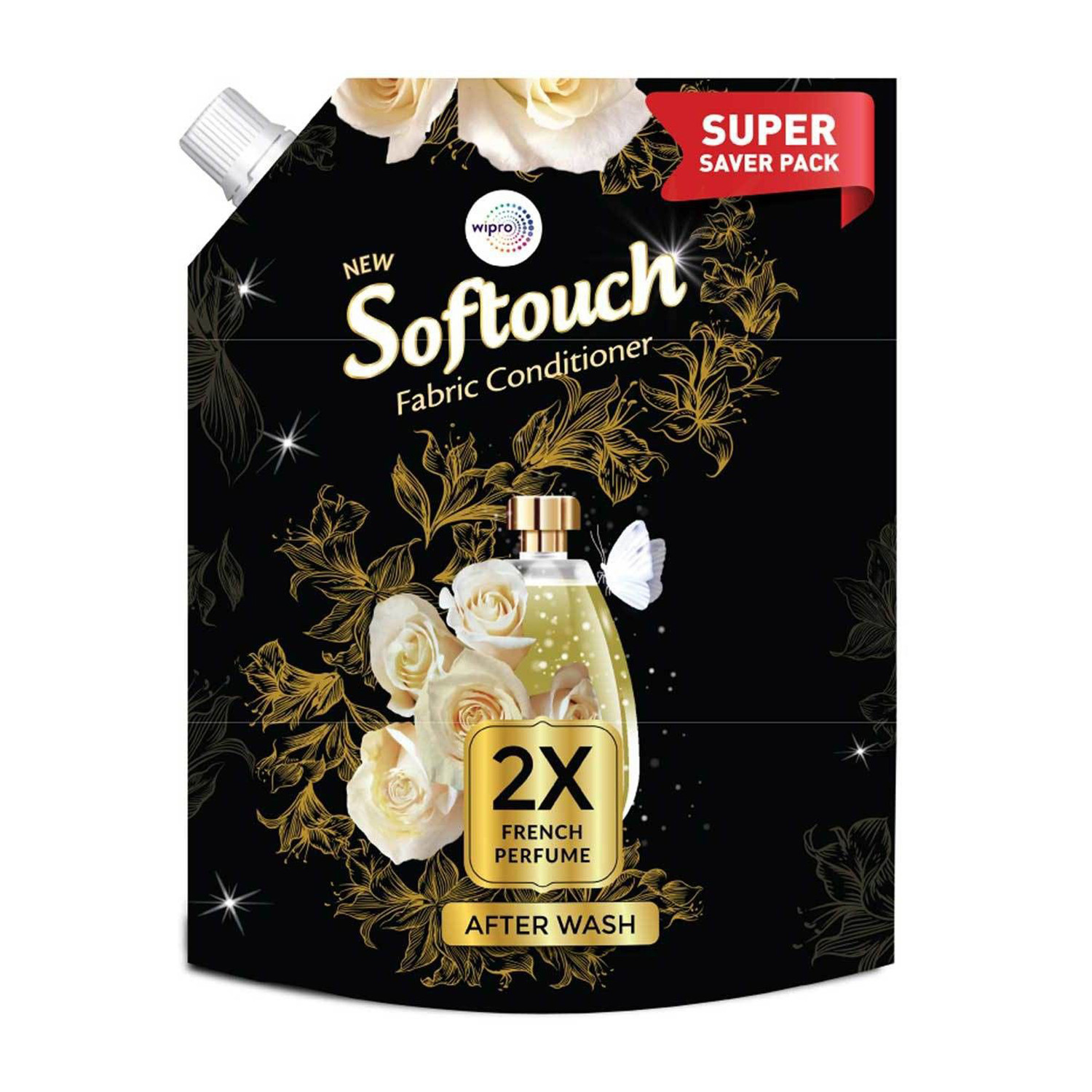 Image of Softouch by Wipro 2X French Perfume Liquid Fabric Conditioner with French Rose & Jasmine