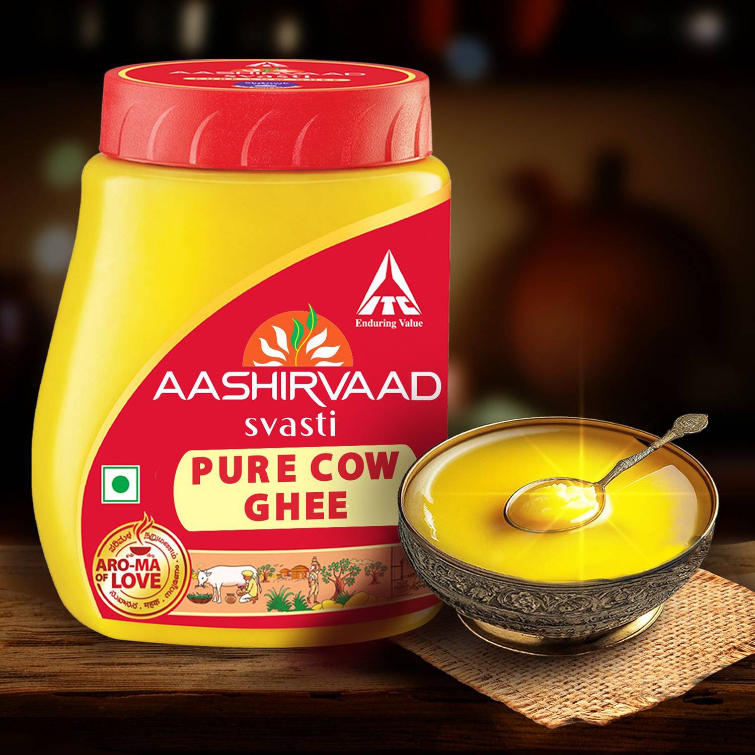 AASHIRVAAD Svasti Pure Cow Ghee Plastic Bottle