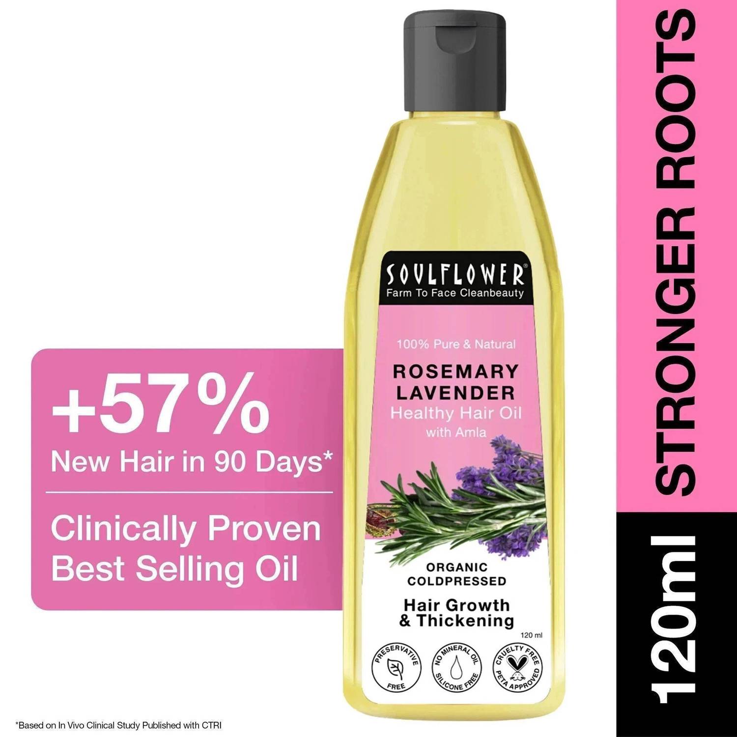 Soulflower Rosemary Lavender Hair Oil 120ml - Image 1