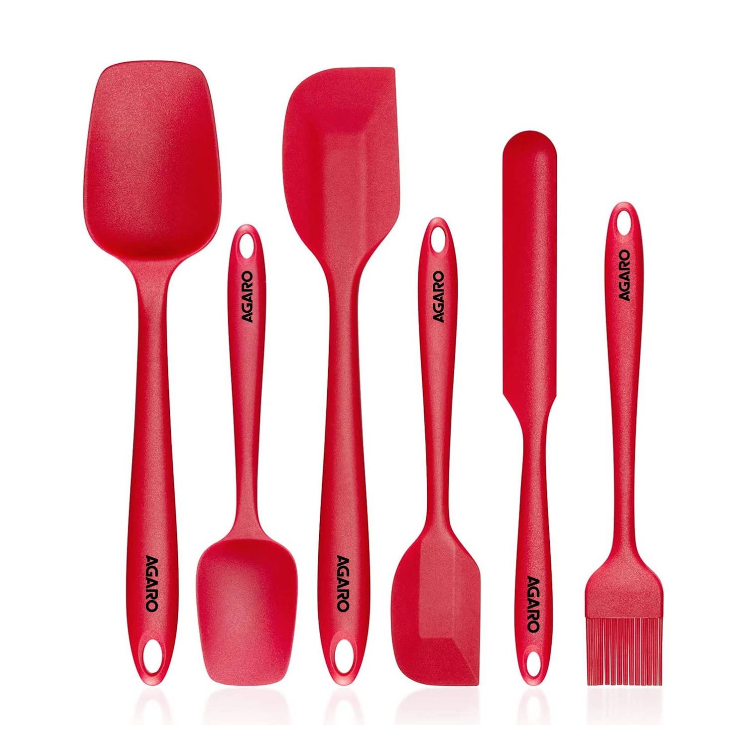 AGARO Delux Silicone Spatula Set of 6, Cooking and Mixing, for Non-Stick Cookware, Kitchen Tool Set